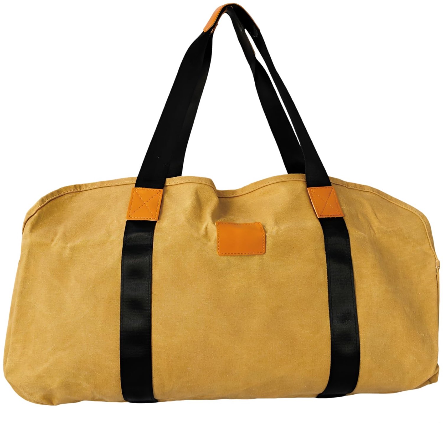 Famanu – Gewaxed canvas houtdrager voor brandhout, duurzame draagtas met semi-gesloten zijkanten, grote capaciteit van 55 x 30 x 22 cm