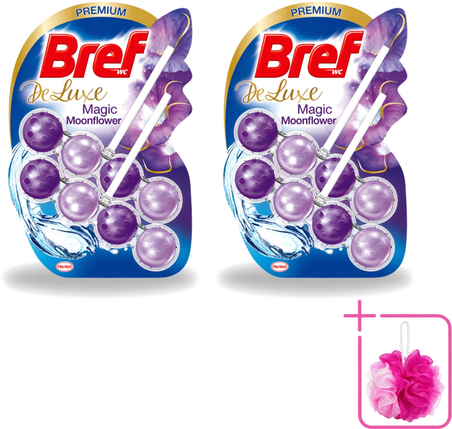 2 x Bref WC De Luxe - Toiletblok - Magic Moonflower - 2 Blokken - Bulkverpakking - Toiletverzorging - Douchemop - Toiletgeur