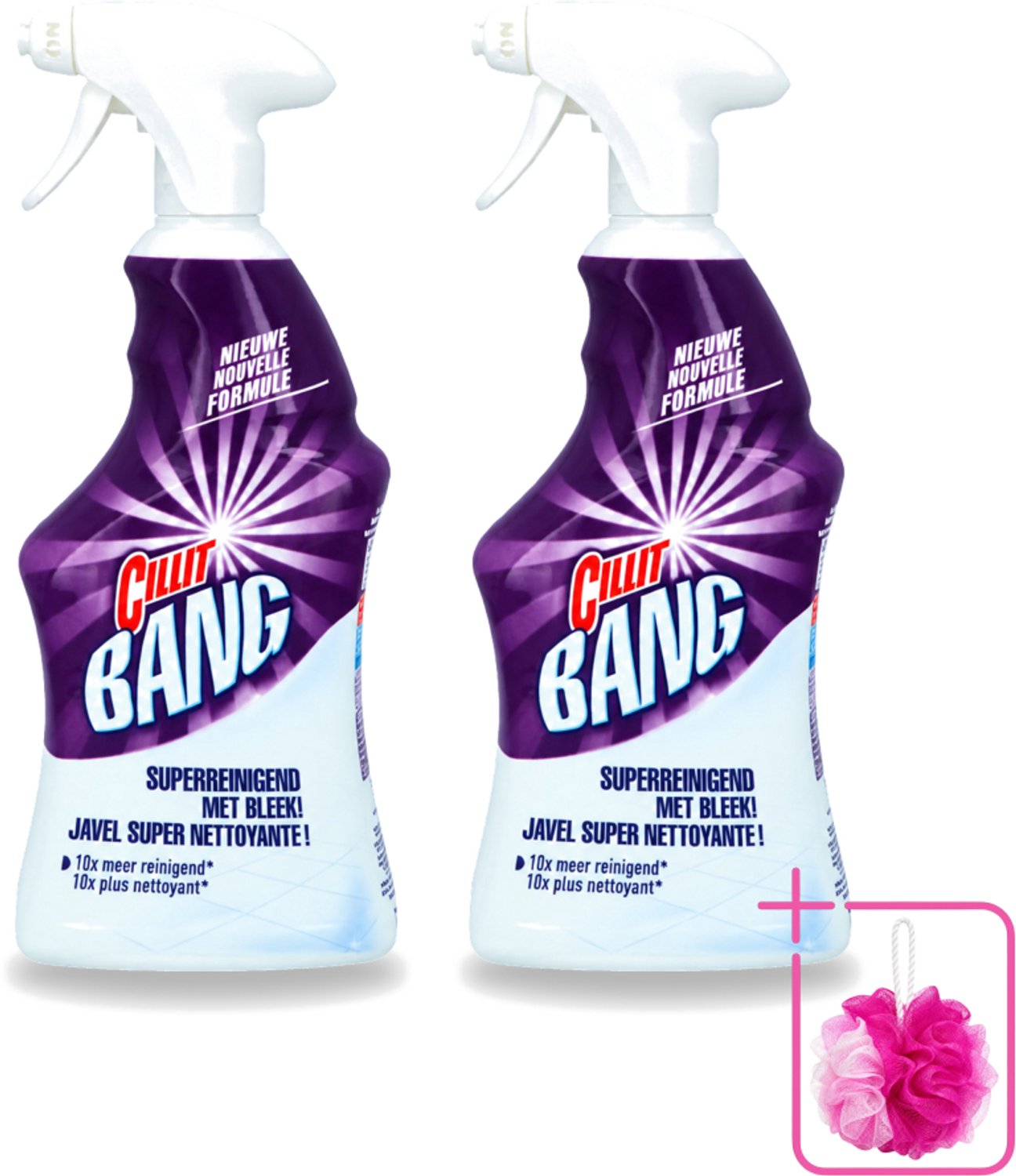 2 x Cillit Bang - Power Cleaner - Bleek & Hygiëne - Schoonmaakspray - Voor Vlekken en Aanslag - 750 ml - Bulkverpakking - Schoonmaak - Douchemop - Vuil verwijderen