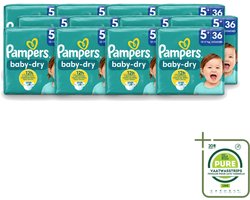 12 x Pampers – Luiers – Baby-Dry Maat 5+ (12-17 kg) – 36 Luiers - Grootverpakking - Vaatwasstrips - Baby-luiers - Droge Huid - Droge Luiers - Baby Droogheid - Droge Luier