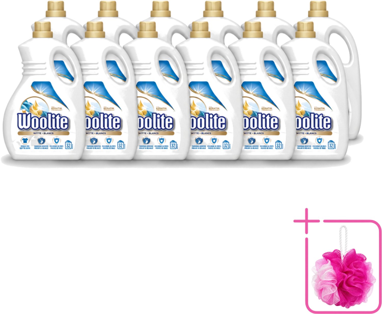 12 x Woolite White - Vloeibaar Wasmiddel - Met Keratine - Witte Was - 32 Wasbeurten - 1,9L - Bulkverpakking - Wasmiddel Wit - Douchemop - Keratine Wasmiddel