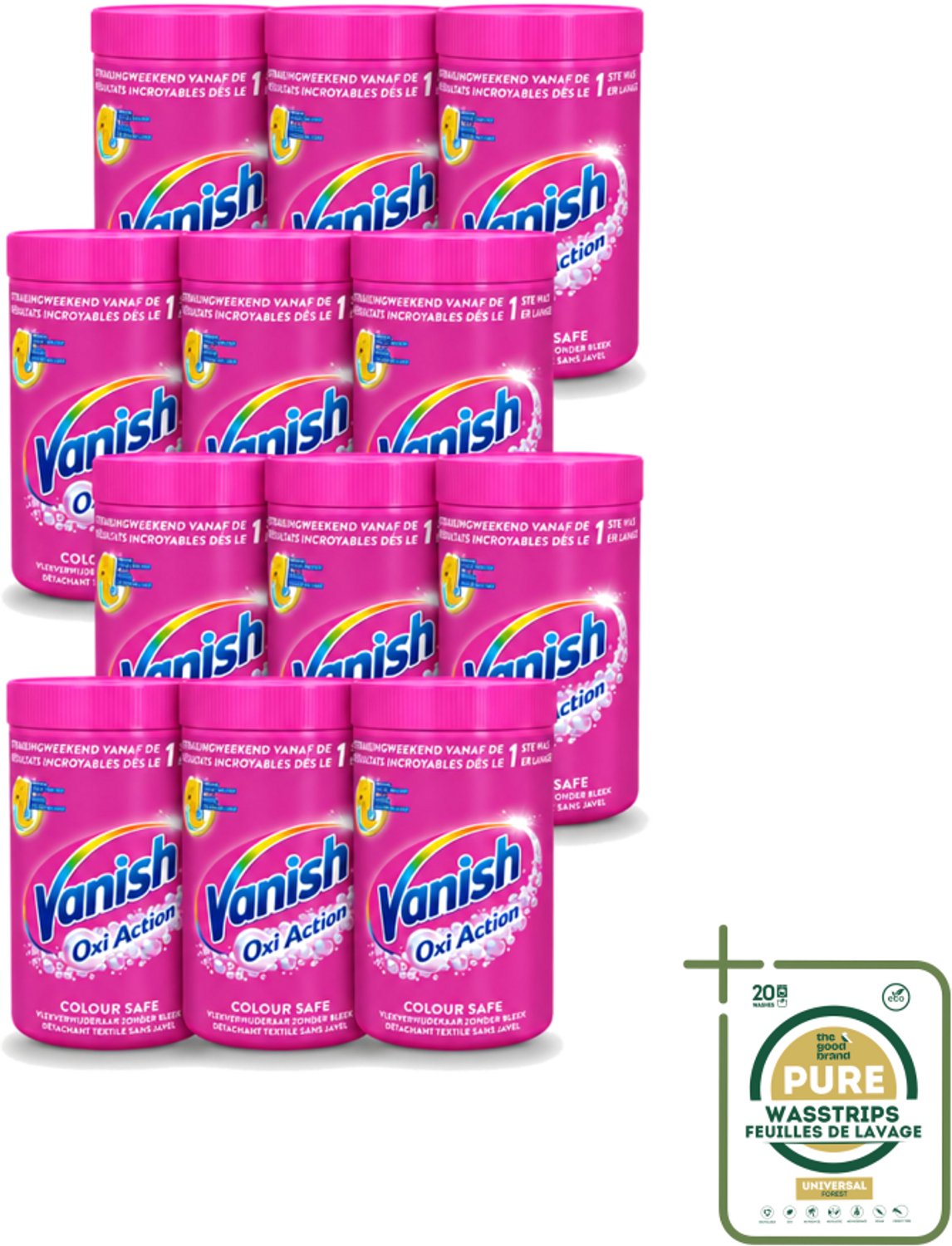 12 x Vanish Oxi Action - Veilige Kleur - Vlekkenverwijderaar Poeder - Zonder Bleek - Gekleurde Was - 1.5 Kg - Wasstrips - Vlekverwijderaar - Kleur Veilig - Wasmiddel - Poeder - Gekleurde Was