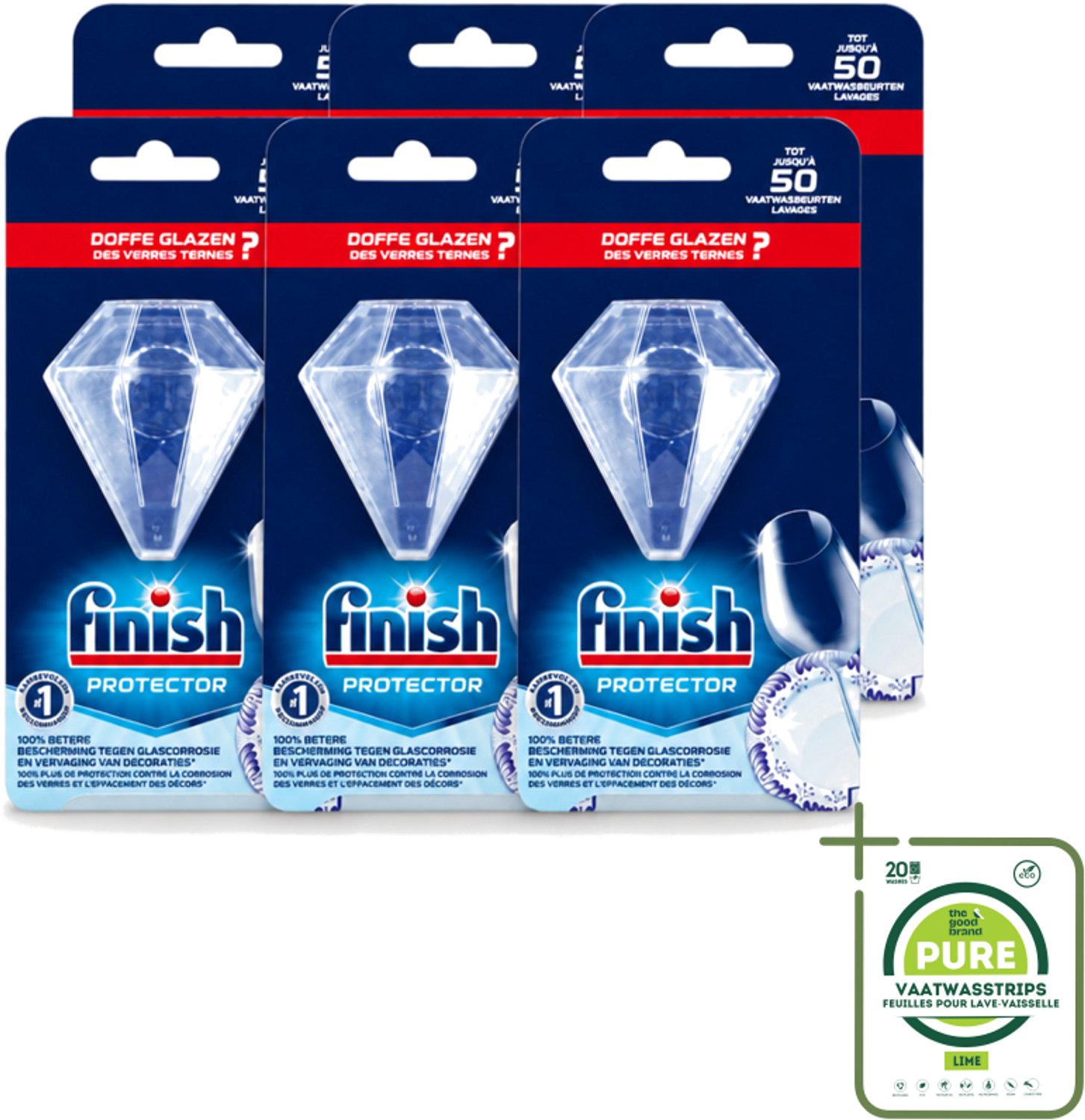 6 x Finish Protector - Extra Glans - Anti-Corrosie & Anti-Vervaging - Tot 50 Afwasbeurten - Grootverpakking - Vaatwasstrips - Glasbescherming - Serviesbescherming - Corrosiebestendig - Glansbehoud - Vaatbescherming