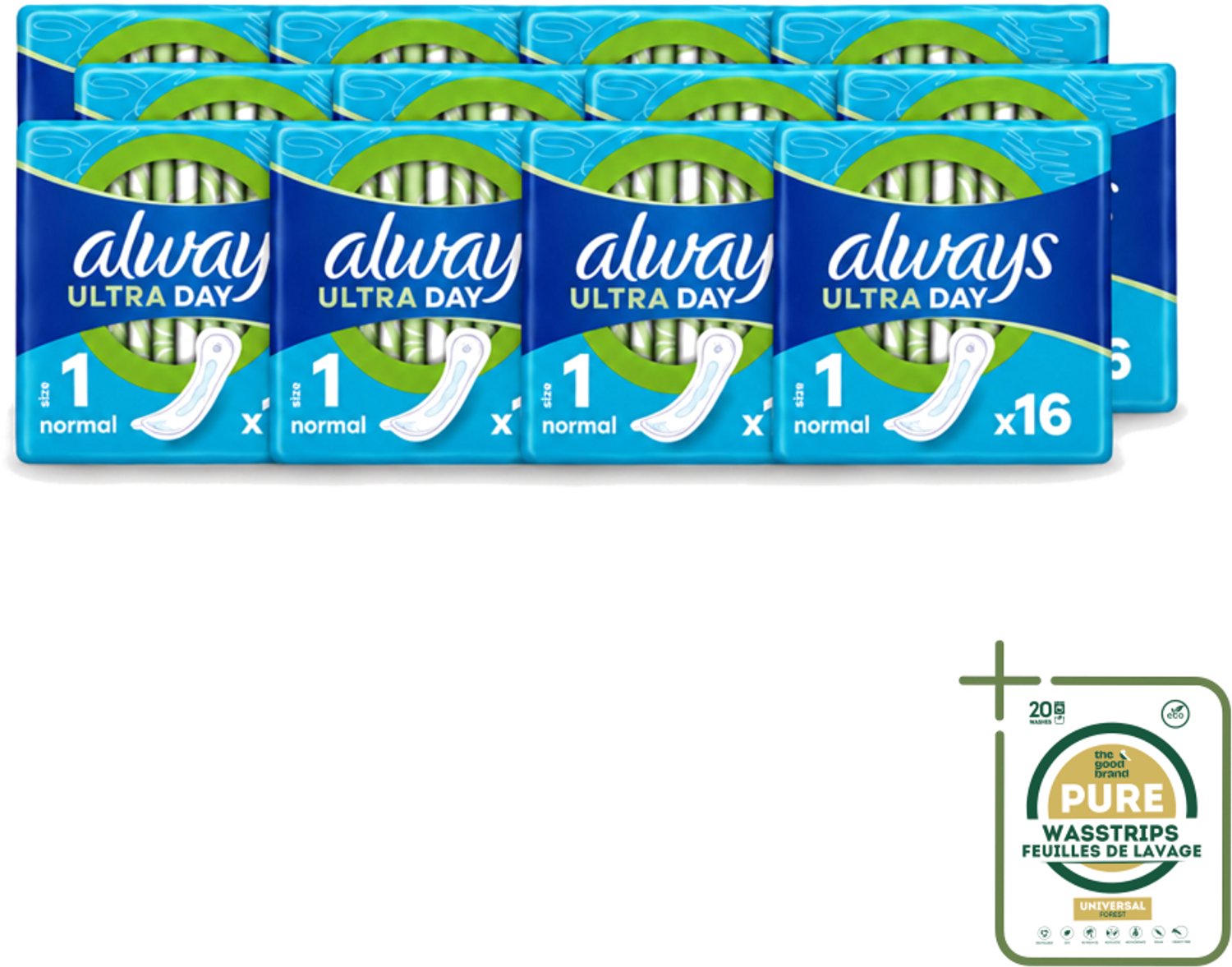 12 x Always – Maandverband – Ultra Normal – 16 Maandverbanden - Maandverband Normaal - Menstruatie Bescherming - Dagelijks Maandverband - Ultra Normaal Maandverband - Droge Maandverband