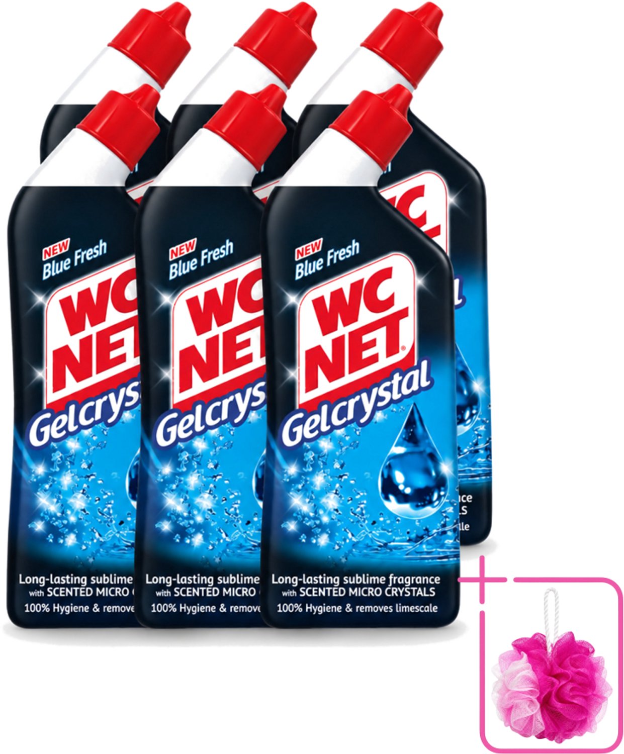 6 x WC-Net - Toiletreiniger - Gel - Blue Fresh - Anti-Kalk - 750 ml - Bulkverpakking - Toiletreiniger - Douchemop - Kalkaanslag