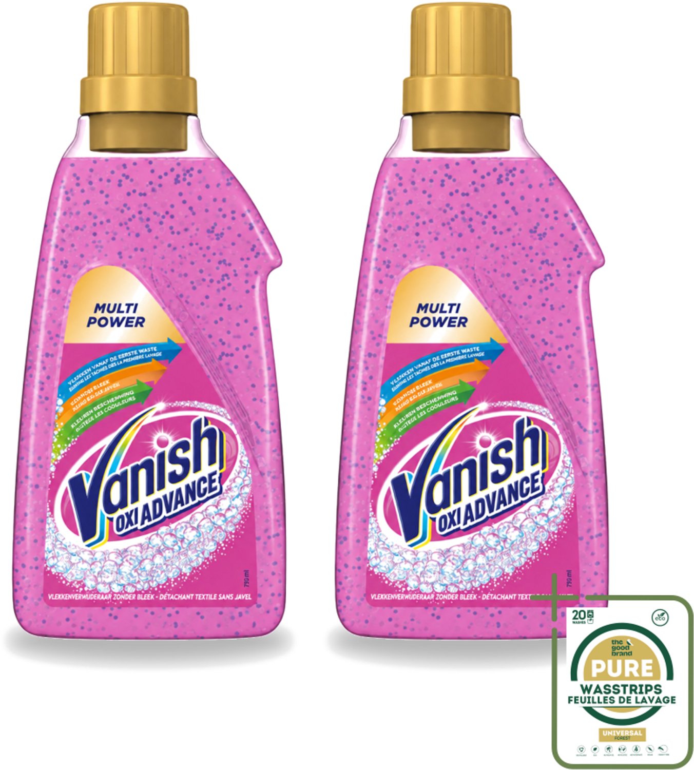 2 x Vanish Oxi Advance - Vlekkenverwijderaar Gel - Zonder Bleek - Gekleurde Was - 750 ml - Wasstrips - Vlekverwijderaar - Wasmiddel - Vlekken - Rode Vruchtensap - Koffie