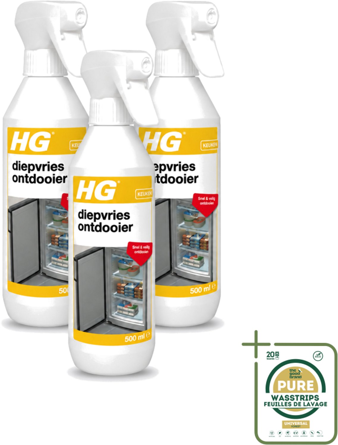 3 x HG - Diepvries Ontdooier - Snel & Veilig Ontdooien - 500 ml - Diepvries Ontdekker - Ijs Verwijderen - Vriezer Ontdekker - Ijs Verwijderen Diepvries - Ijs Ontdekker