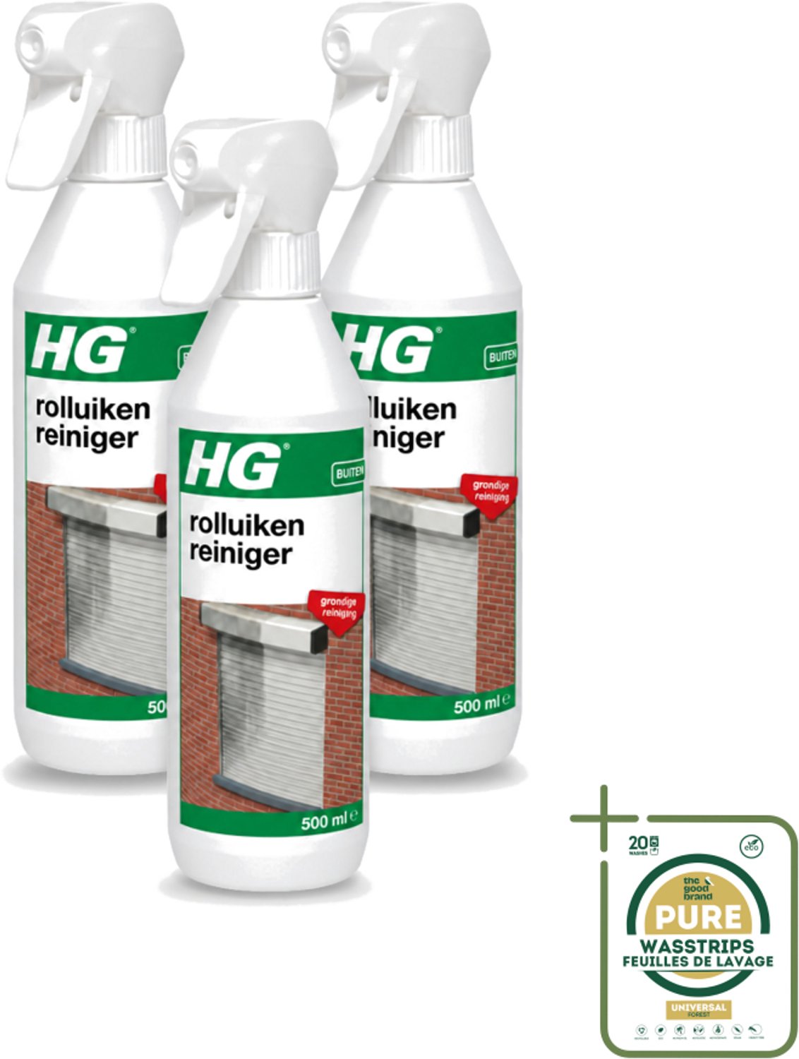 3 x HG - Rolluikenreiniger - Grondige Reiniging - 500 ml - Rolluiken Reinigen - Rolluiken Reiniger - Rolluik Reinigen - Rolluik Reinigingsproduct - Rolluik Reinigen Zonder Krassen