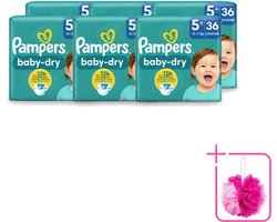 6 x Pampers – Luiers – Baby-Dry Maat 5+ (12-17 kg) – 36 Luiers - Bulkverpakking - Baby-luiers - Douchemop - Droge huid
