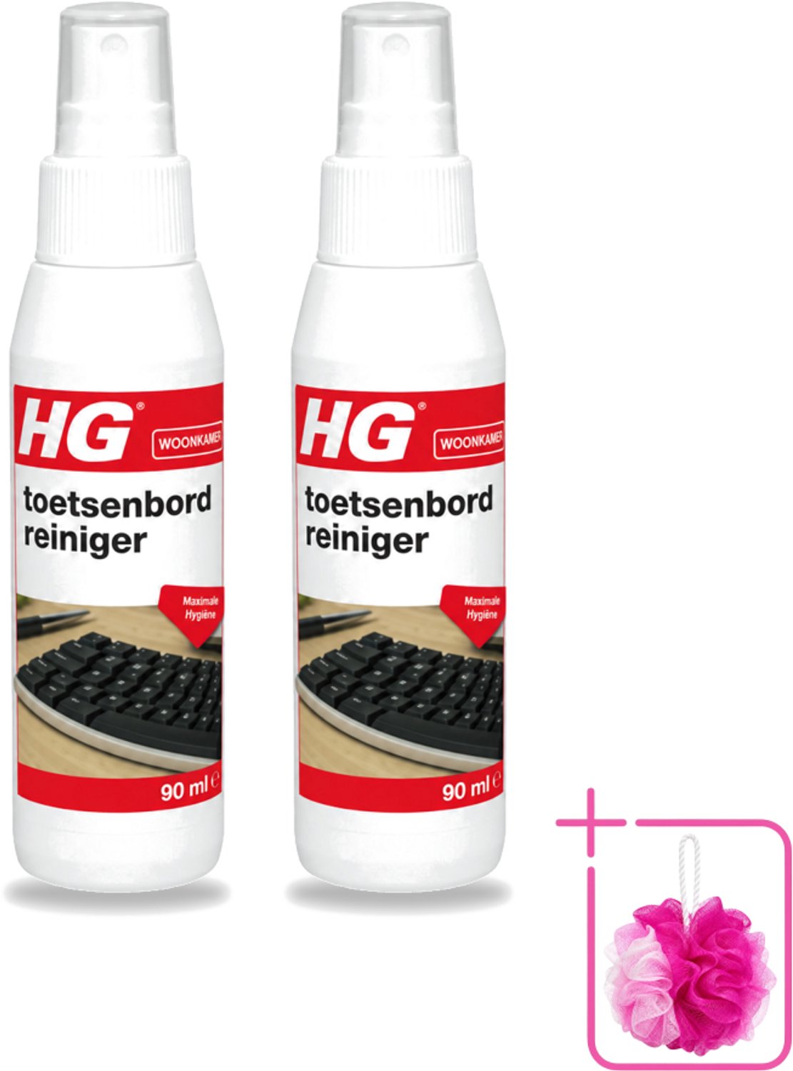2 x HG - Toetsenbordreiniger - Maximale Hygiëne - Reinigt Snel & Effectief - 90 ml - Bulkverpakking - Toetsenbord reinigen - Douchemop - Toetsenbord reiniger