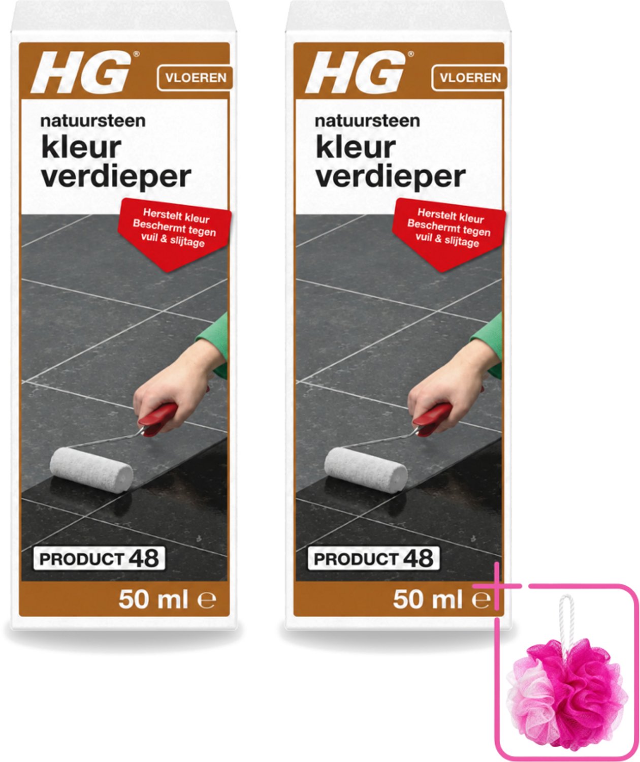 2 x HG - Natuursteen Kleurverdieper - Herstelt Kleur - Beschermt Tegen Vuil & Slijtage - 50 ml - Bulkverpakking - Natuursteen kleurverdieper - Douchemop - Natuursteen beschermen