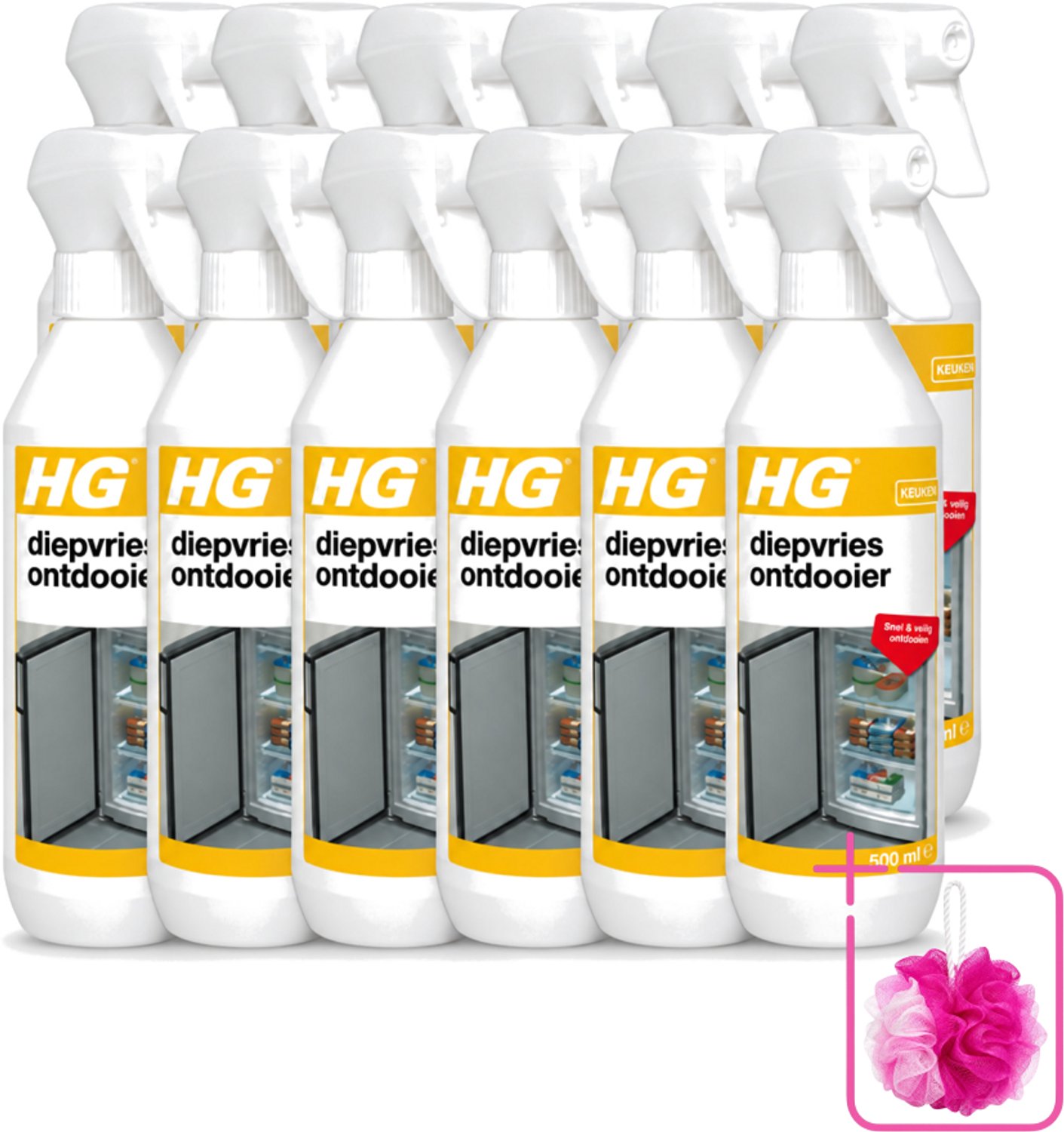 12 x HG - Diepvries Ontdooier - Snel & Veilig Ontdooien - 500 ml - Bulkverpakking - Diepvries ontdekker - Ijs verwijderen
