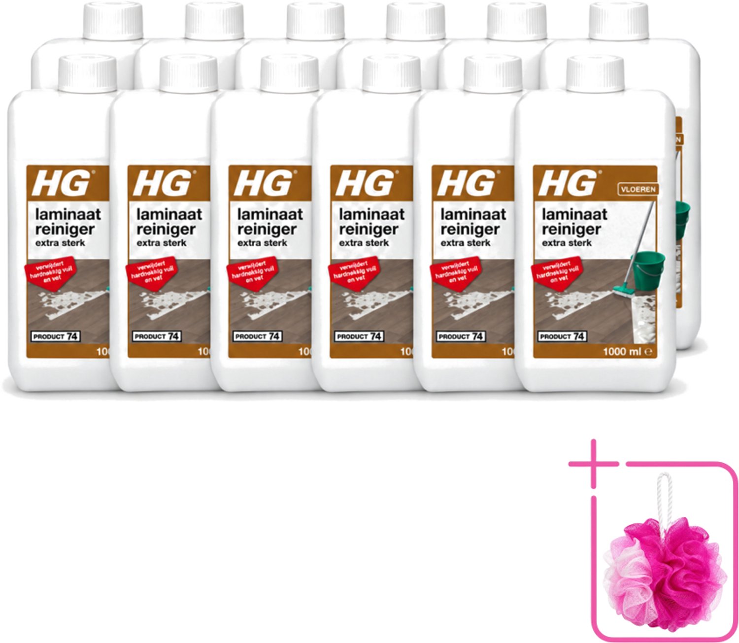 12 x HG - Laminaat, Vinyl & PVC Reiniger - Extra Sterk - Verwijdert Hardnekkig Vuil & Vet - 1L - Bulkverpakking - Laminaatreiniger - Douchemop - Laminaat reinigen