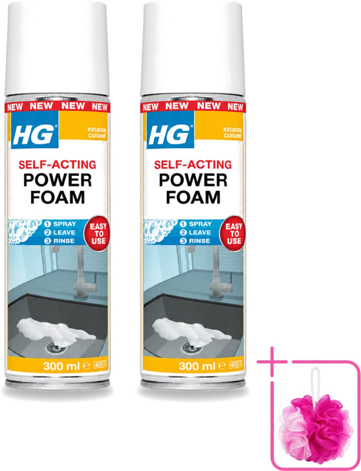 2 x HG - Power Foam Keuken - Vetoplossende Spray - 300 ml - Bulkverpakking - Keuken reinigen - Vet oplossen
