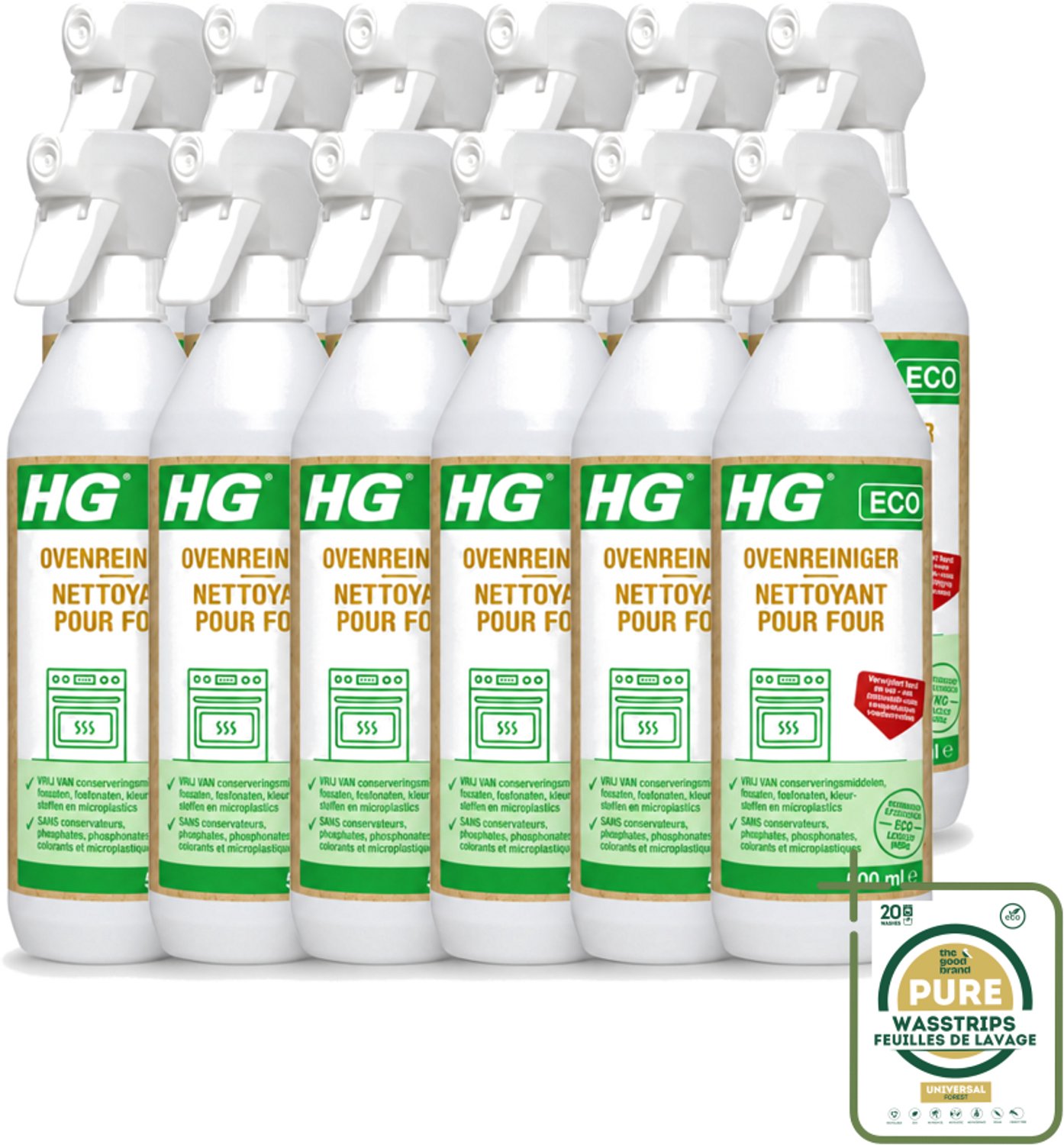 12 x HG ECO - Ovenreiniger - Verwijdert Snel & Effectief - Duurzaam & Ecologisch - 500 ml - Oven Reinigen - Vet Verwijderen - Oven Reiniger - Eco Oven Reiniger - Aangebrand Vet Verwijderen