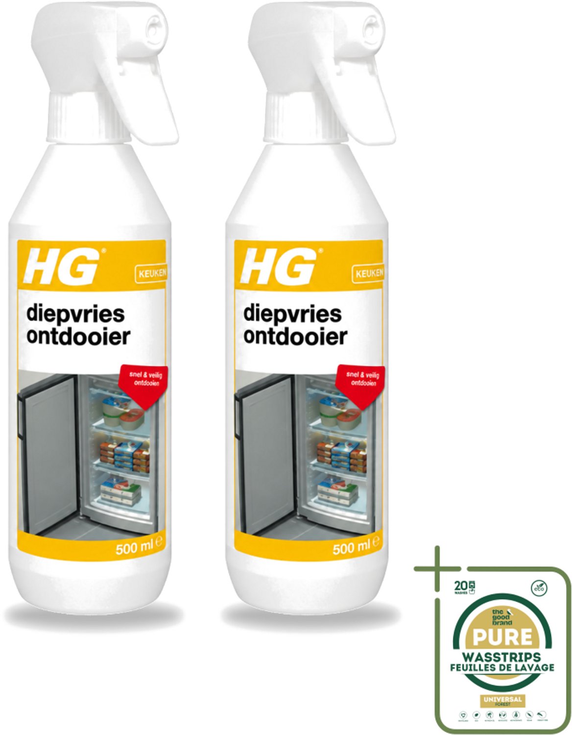 2 x HG - Diepvries Ontdooier - Snel & Veilig Ontdooien - 500 ml - Diepvries Ontdekker - Ijs Verwijderen - Vriezer Ontdekker - Ijs Verwijderen Diepvries - Ijs Ontdekker