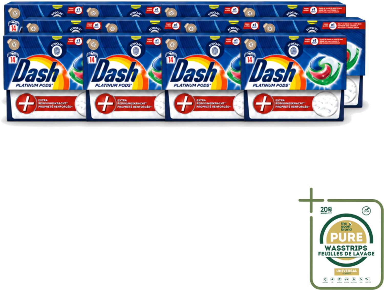 12 x Dash Platinum - Wasmiddel Capsules - Witte en Gekleurde Was - 14 Wasbeurten - Wasstrips - Wasmiddel - Wascapsules - Vlekverwijdering - Frisheid - Wasmachine