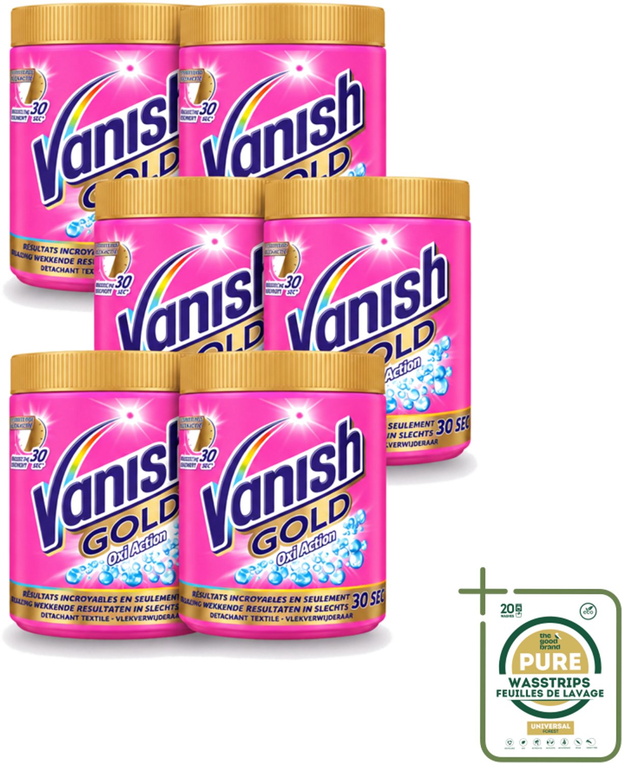 6 x Vanish Gold Oxi Action - Vlekkenverwijderaar Poeder - Gekleurde Was - 1050 Gram - Wasstrips - Vlekkenverwijderaar - Vlekken Op Kleding - Rode Wijn Vlek - Rood Fruit Vlek - Thee Vlek