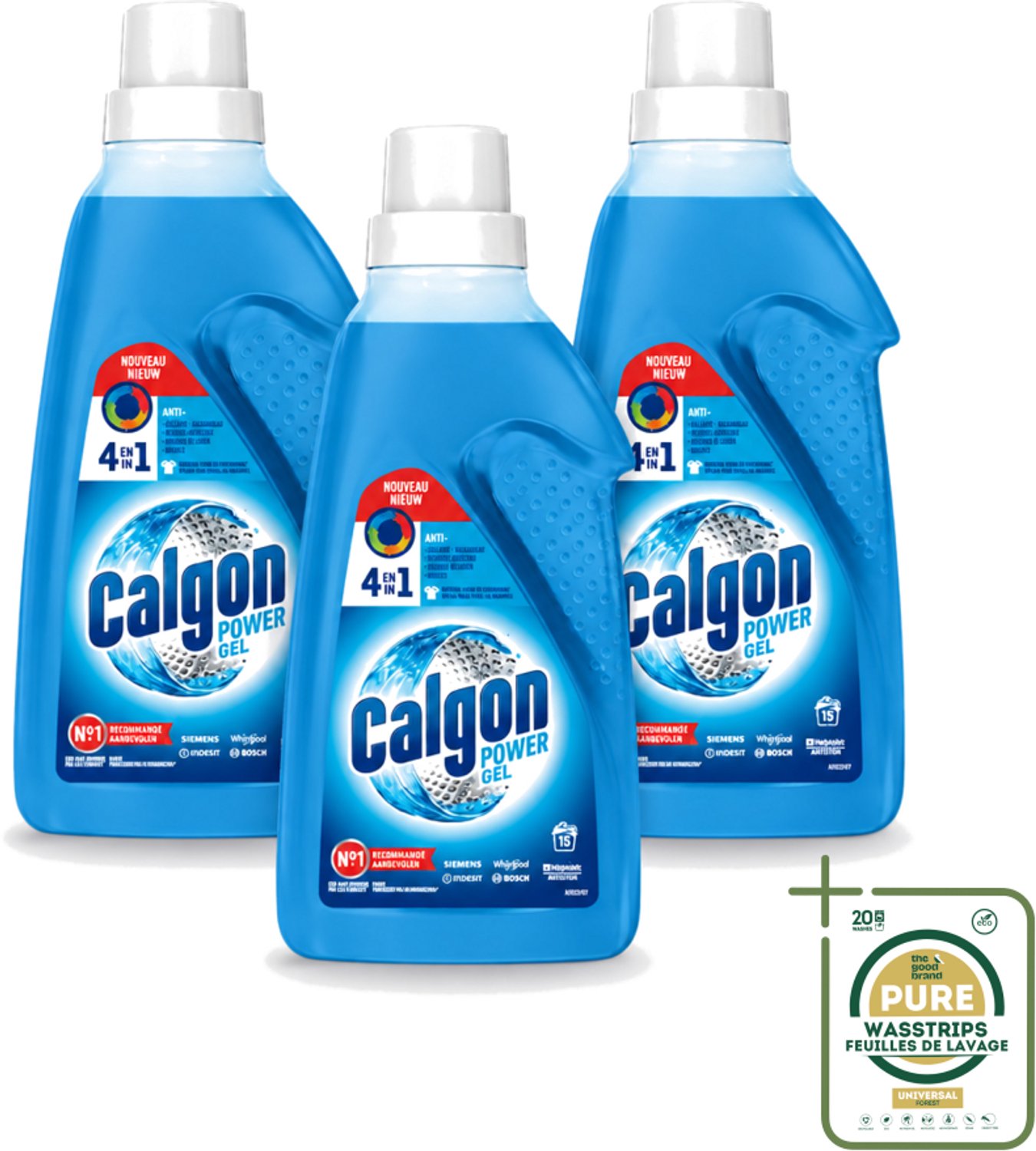 3 x Calgon - Wasmachinereiniger - Gel - Tegen Kalkaanslag / Wasmiddelresten / Geuren - 750 ml - 15 Wasbeurten - Wasmachine Reinigen - Kalkvrije Wasmachine - Wasmachine Beschermen - Wasmiddelresten Verwijderen - Wasmachine Geuren Verwijderen
