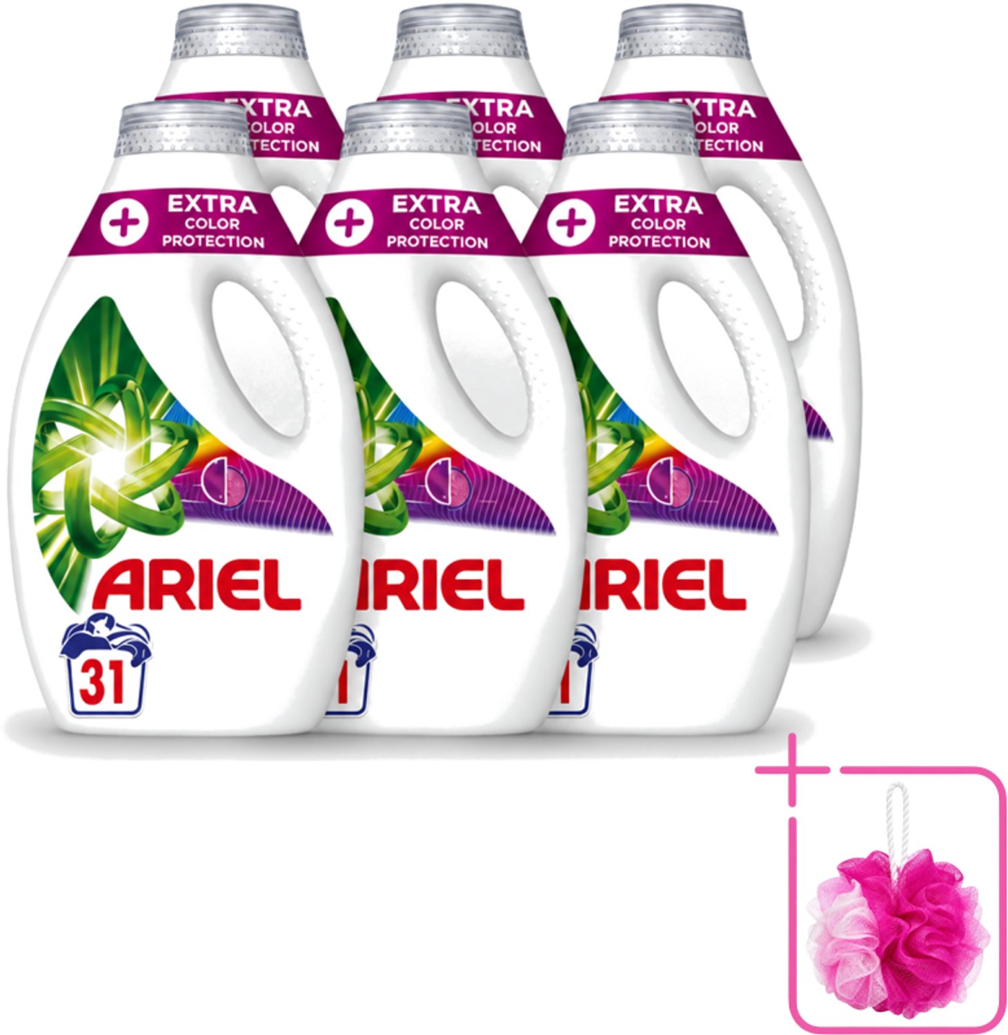 6 x Ariel Original - Extra Kleurbescherming - Vloeibaar Wasmiddel - Gekleurde Was - 31 Wasbeurten - Bulkverpakking - Kleurbescherming - Douchemop - Wasmiddel