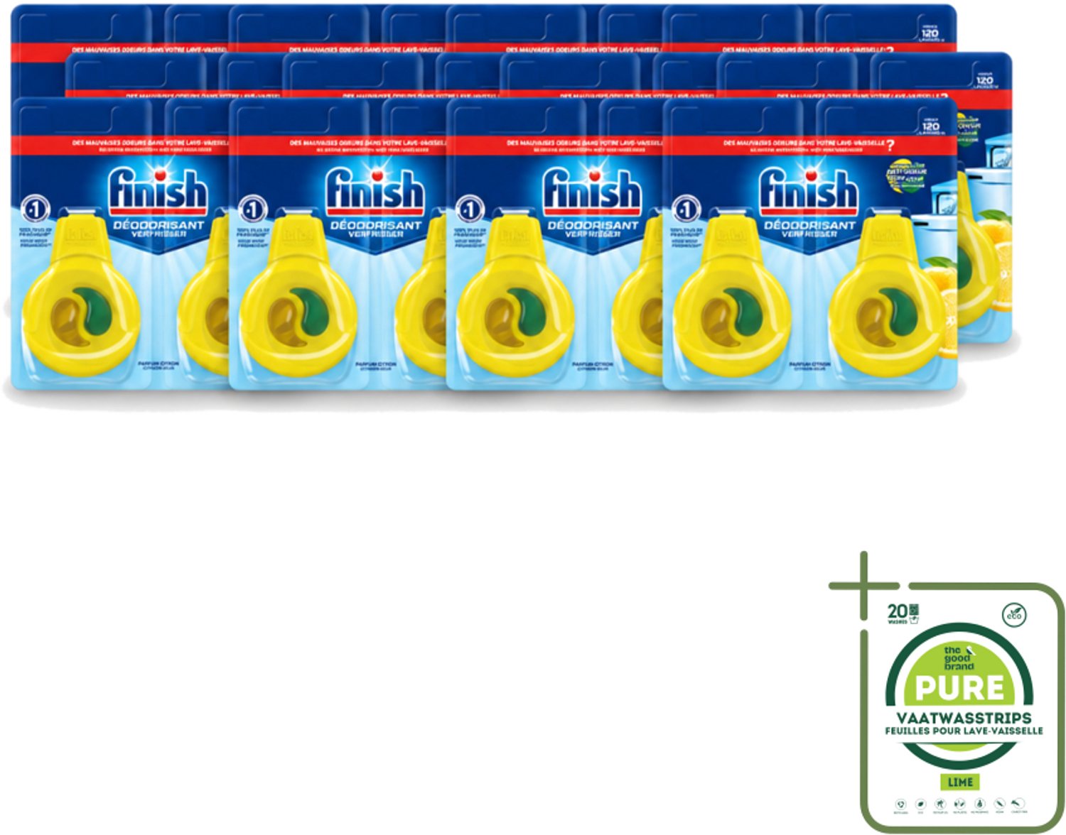 12 x Finish Deo Odorstop - Vaatwasverfrisser - Citroen Parfum - Anti-geur - Tot 120 Afwasbeurten - Grootverpakking - Vaatwasstrips - Vaatwasverfrisser - Geurbeheersing - Citroengeur - Anti-geur - Vaatwasser Geur