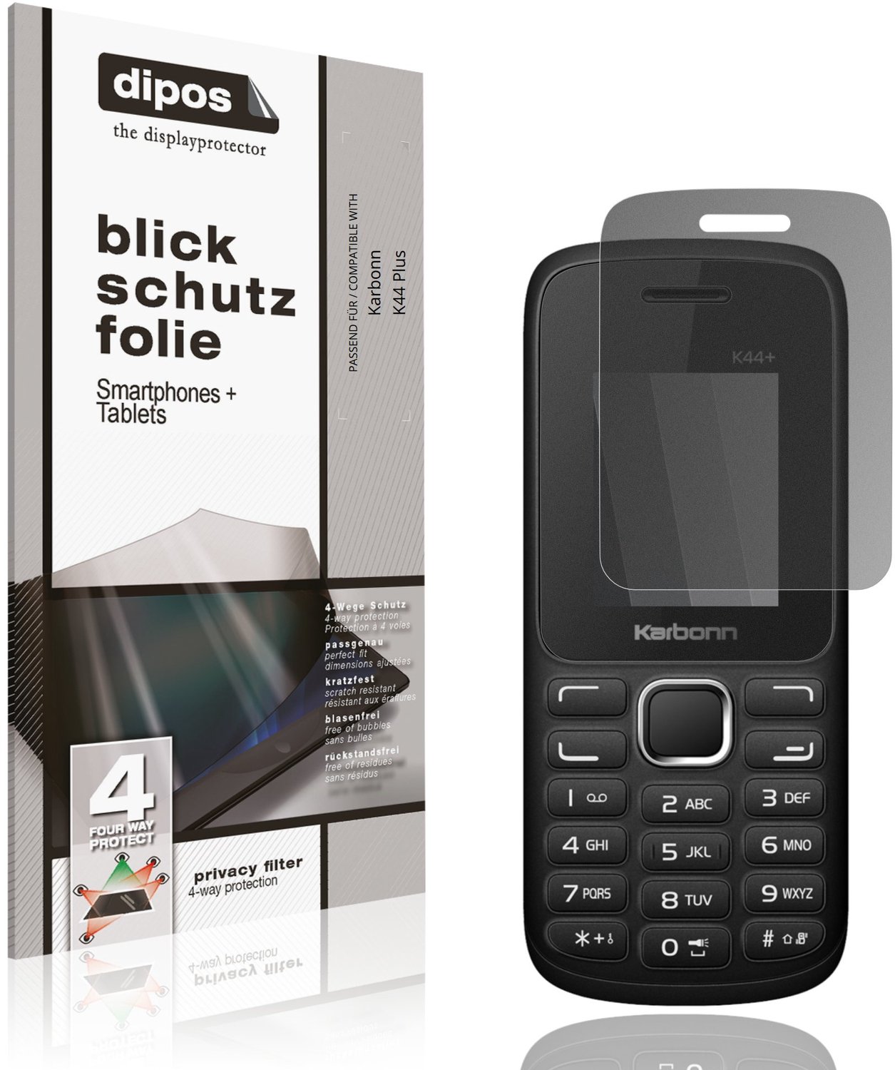 dipos – Matte Privacy Screenprotector geschikt voor Karbonn K44 Plus | Anti-Spy Beschermfolie