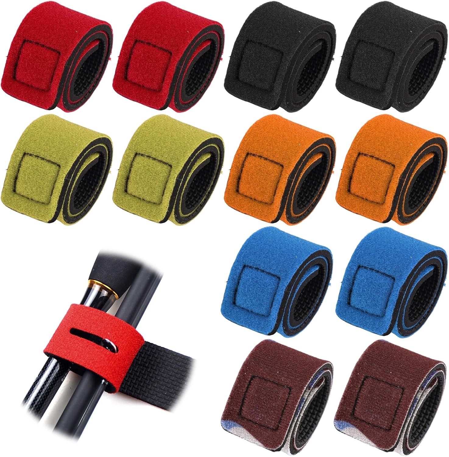 Elastische hengelbanden 12 stuks - 24.5×3 cm verstelbaar - waterdicht en slijtvast - ShopVlot