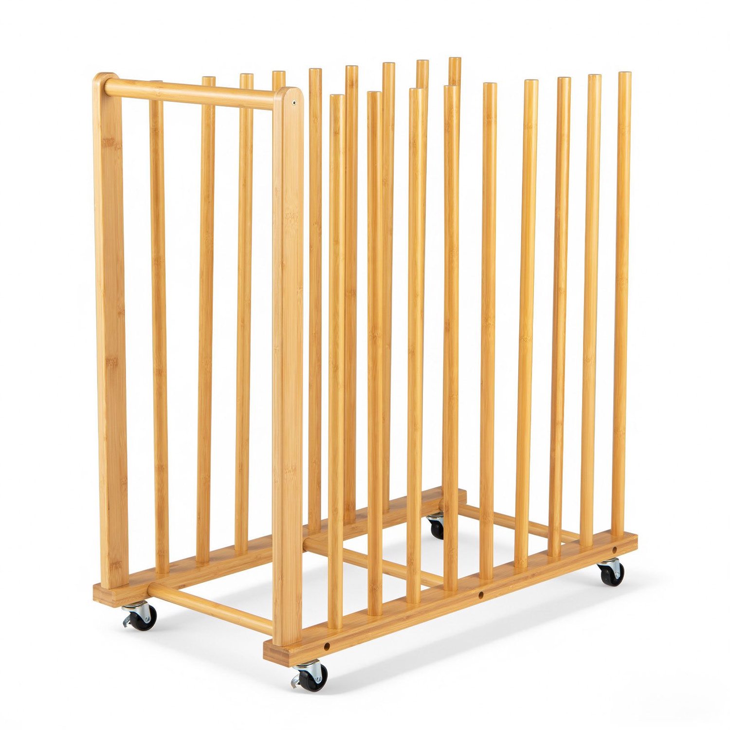 SureDeal® - Boekenkast - Droog Schilderrek Bamboe - Sleuven Handvat - Wielen Natuurlijk - 75x40x81 cm - Naturel