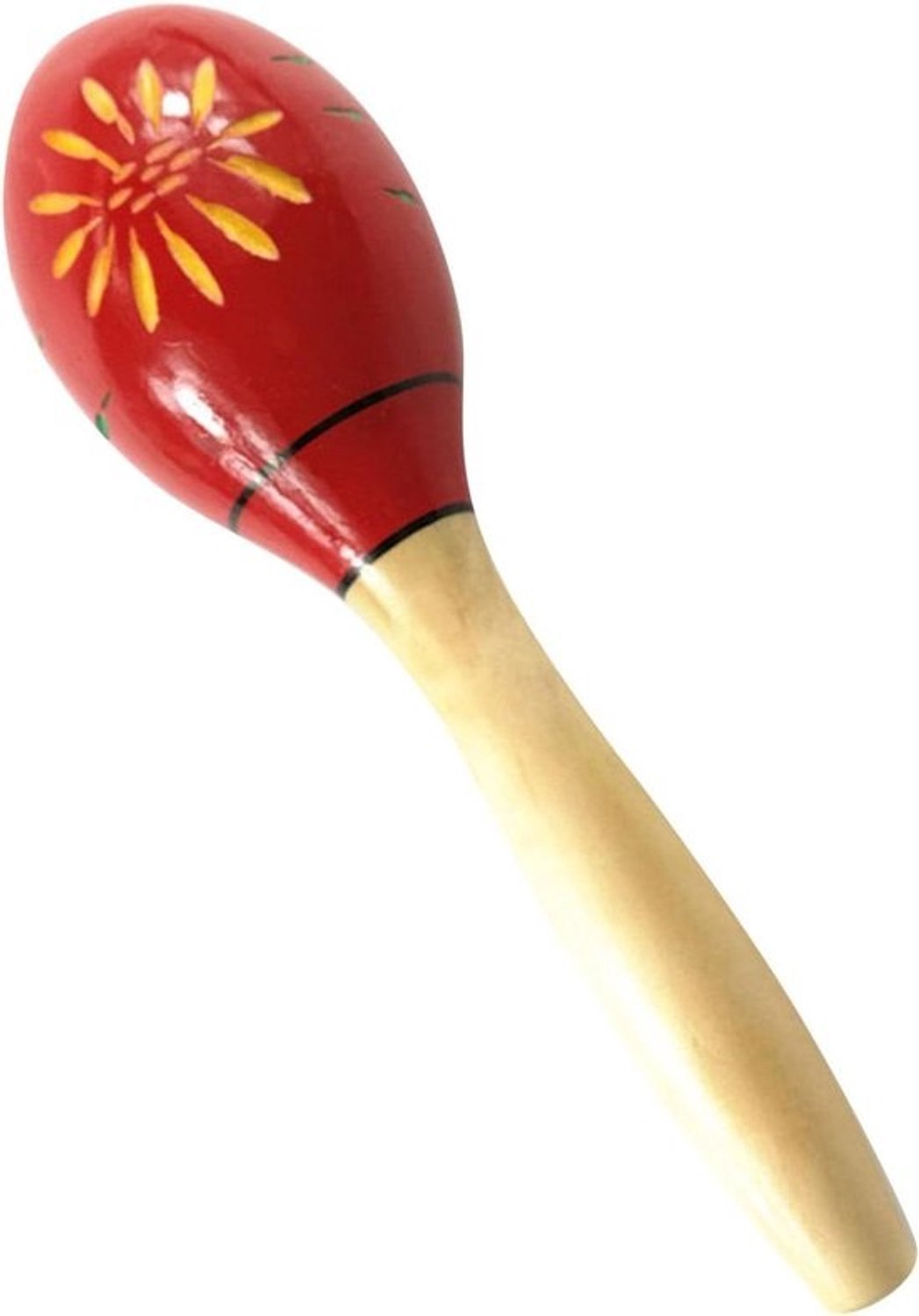 Houten Maracas - Muziek Rammelaars - Muzikaliteit Ontwikkelen - Handgemaakt Ontwerp - Lange Rode Bloemen - Rood