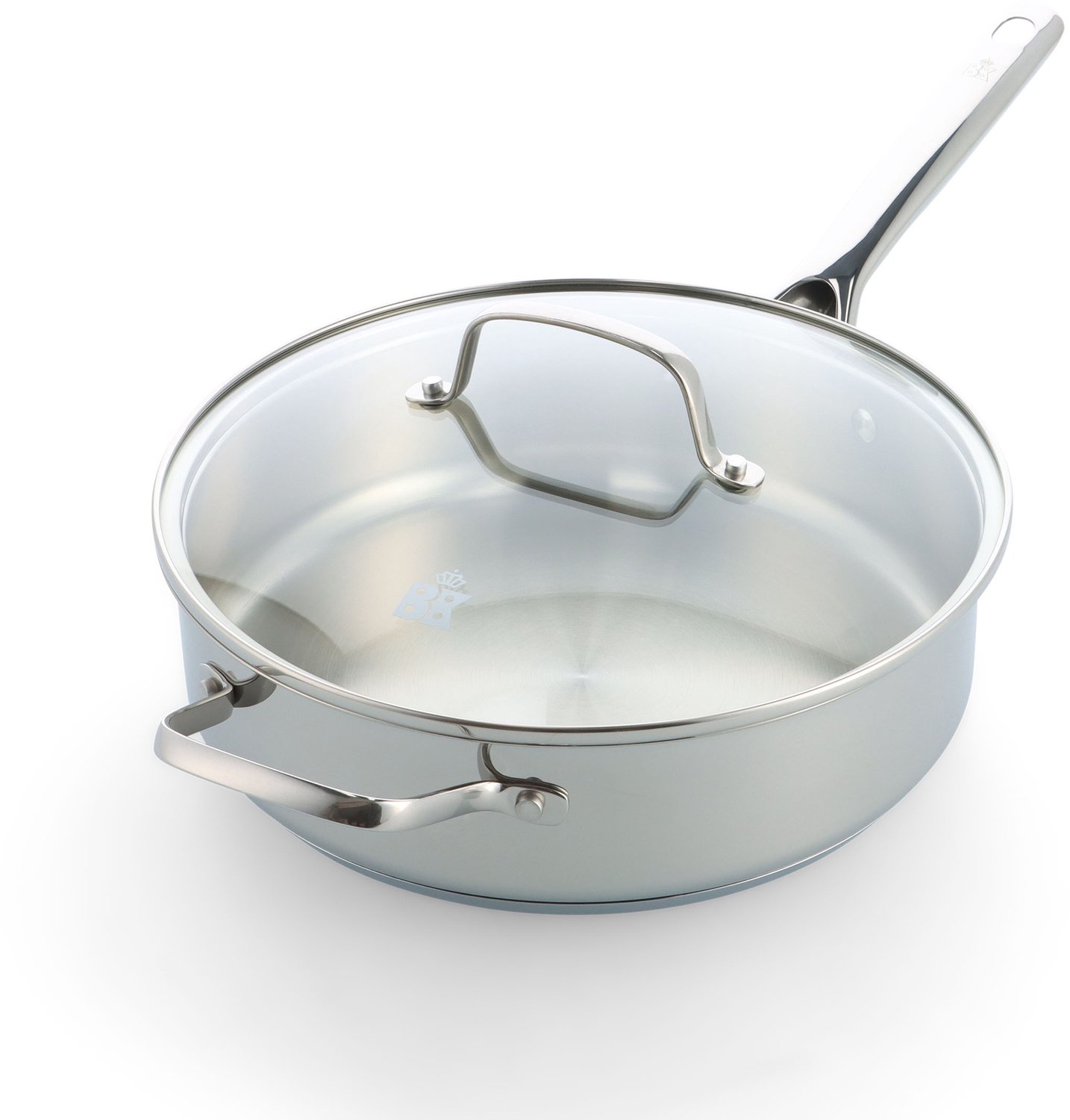 BK Sparkling Uncoated Hapjespan met deksel 28cm – 3.6L – Zonder antikleeflaag – Hapjespan inductie – Hapjespan RVS - Ovenbestendig tot 230°C - RVS handgreep - Met glazen deksel - Zilver