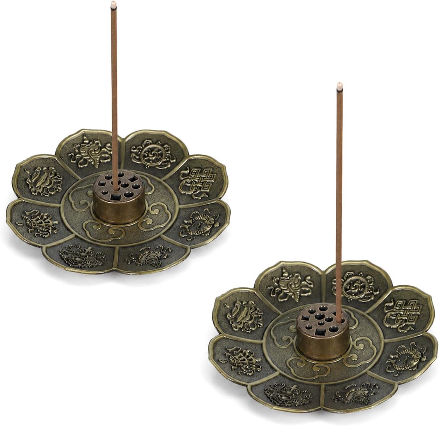 Wierook stick houders 2 stks - koperen wierookbrander - 11 gaten - duurzame meditatieaccessoire - Vemera