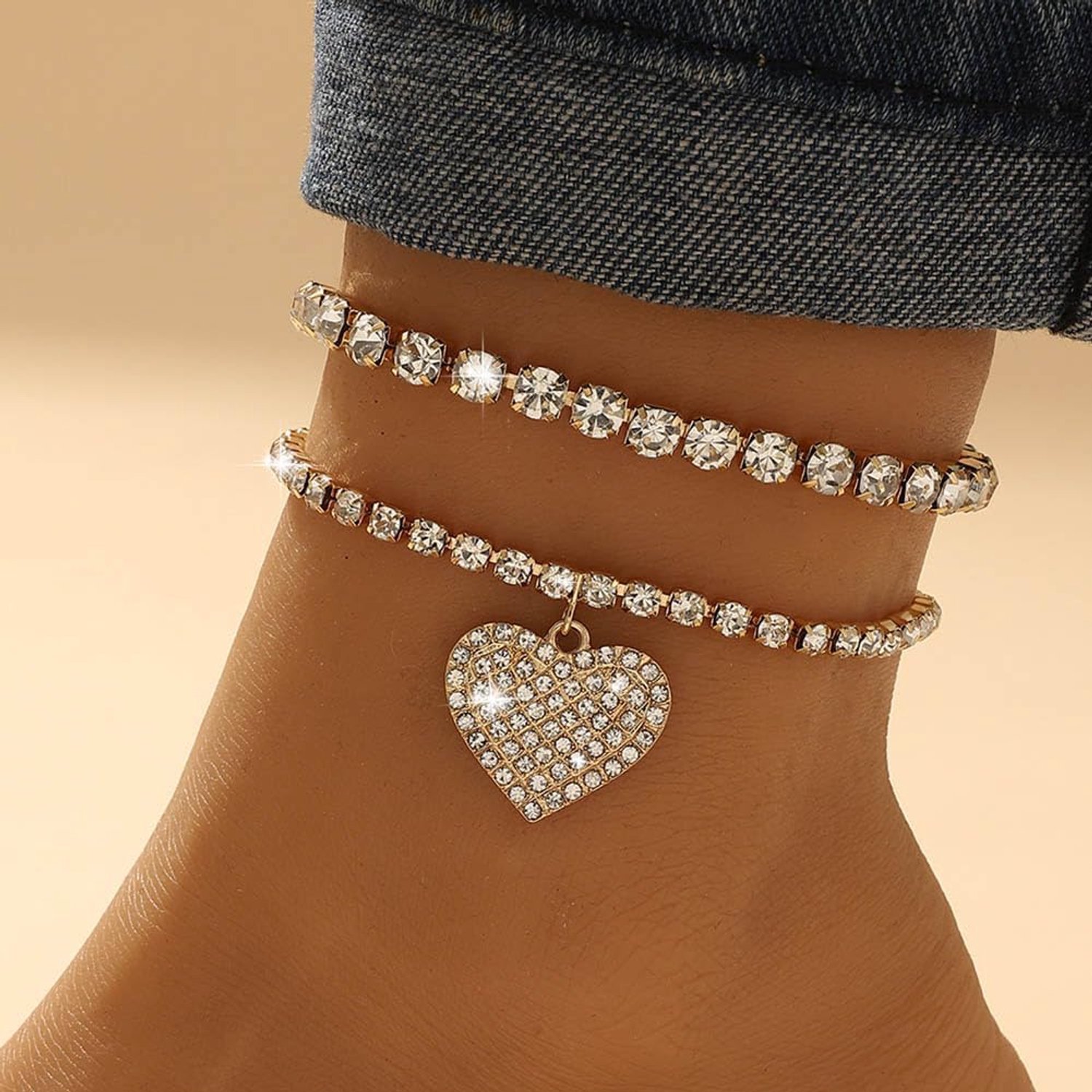 Enkelbandjes dubbele laag - kristal - bling - perfect voor de zomer - Homevero