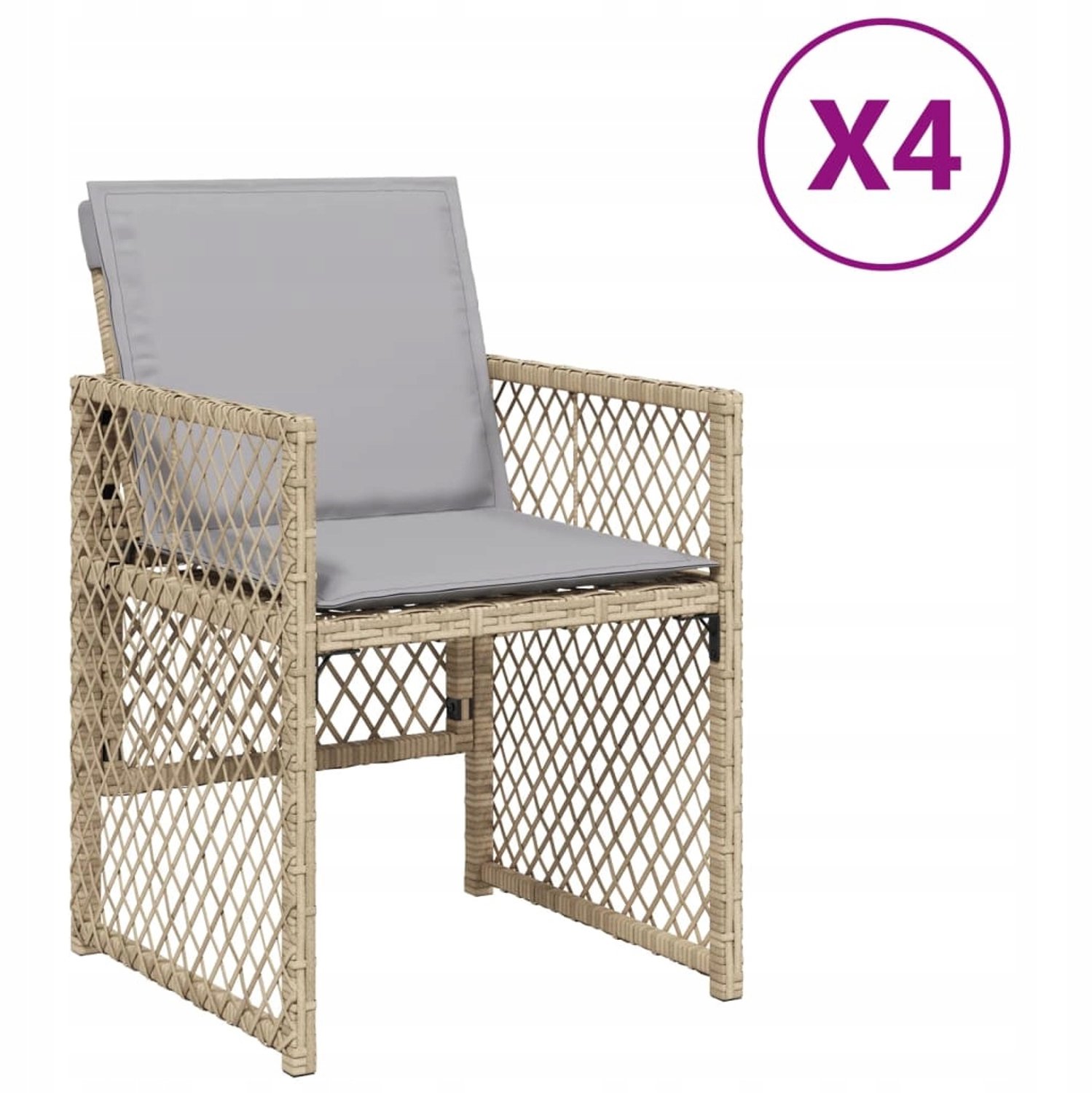 4x Tuinstoelen met Kussens, Stabiel Rotan voor Terras en Balkon