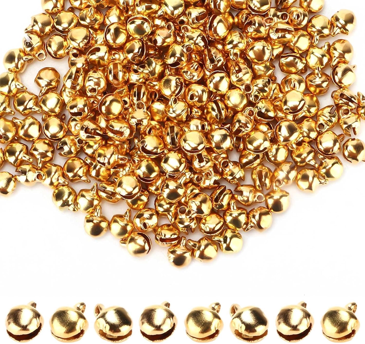 Mini bellen 6mm - gouden handgemaakte belletjes - vrolijke klank - perfect voor kerstdecoratie - ShopVlot