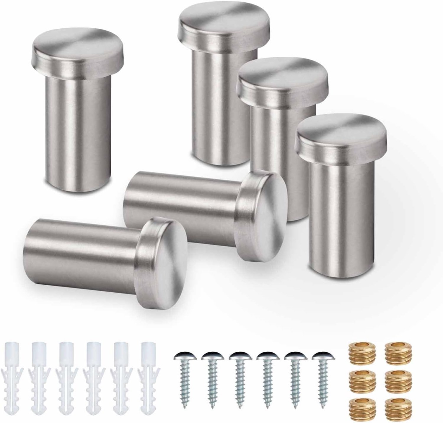 SnelShoppen - 6 Stuks RVS Handdoekhaken - Wandhaken Zonder Boren - Inclusief Montageaccessoires - Ruimtebesparende Haken voor Badkamer en Slaapkamer -