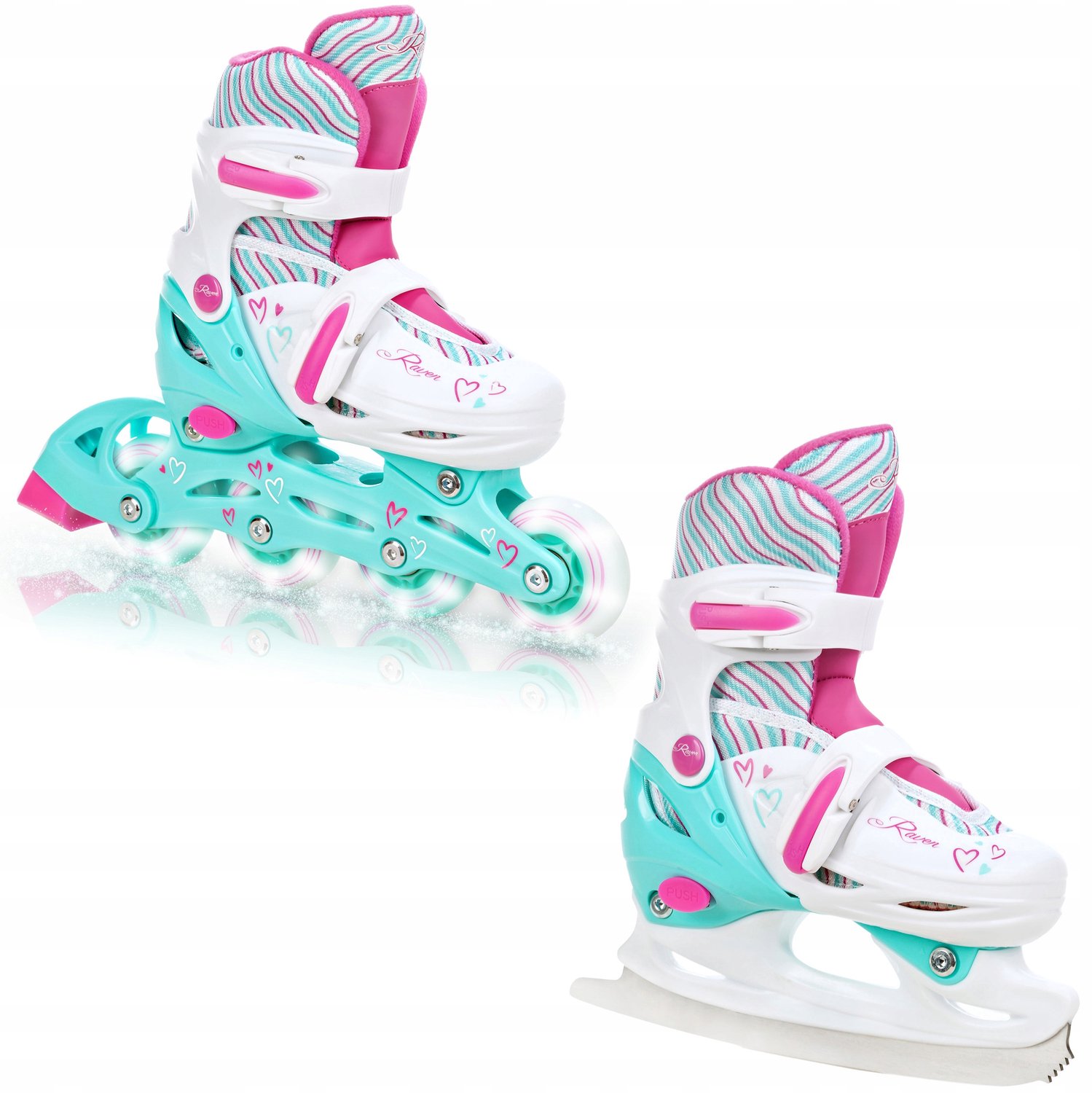Raven Loret 2-in-1 Schaatsen & Skates Maat 30-33 LED Wielen