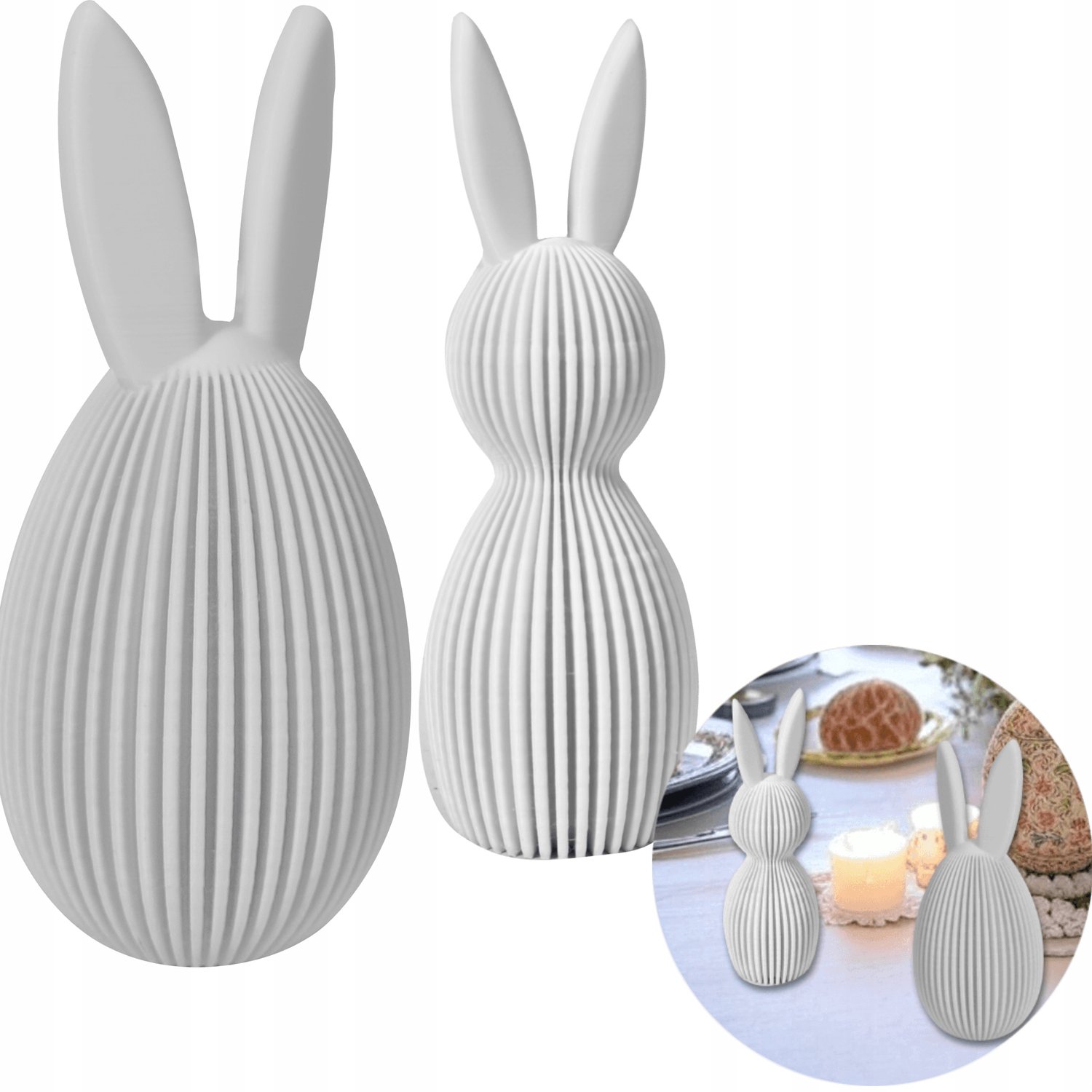 Set van 2 Witte Paaskonijnen Decoratie Tafel 13cm
