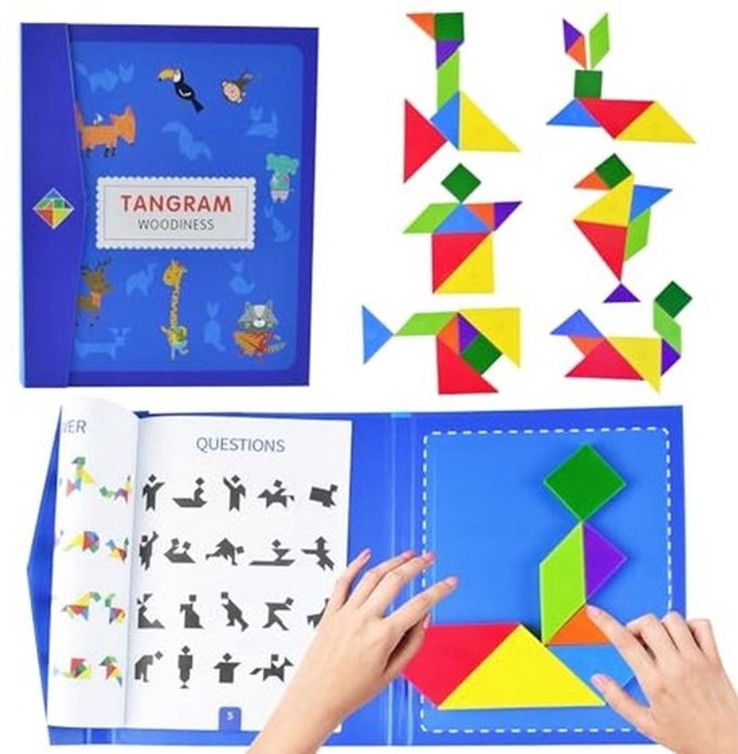 Magnetische Tangram Puzzel – Educatief Houten Speelgoed voor Kinderen vanaf 3 Jaar