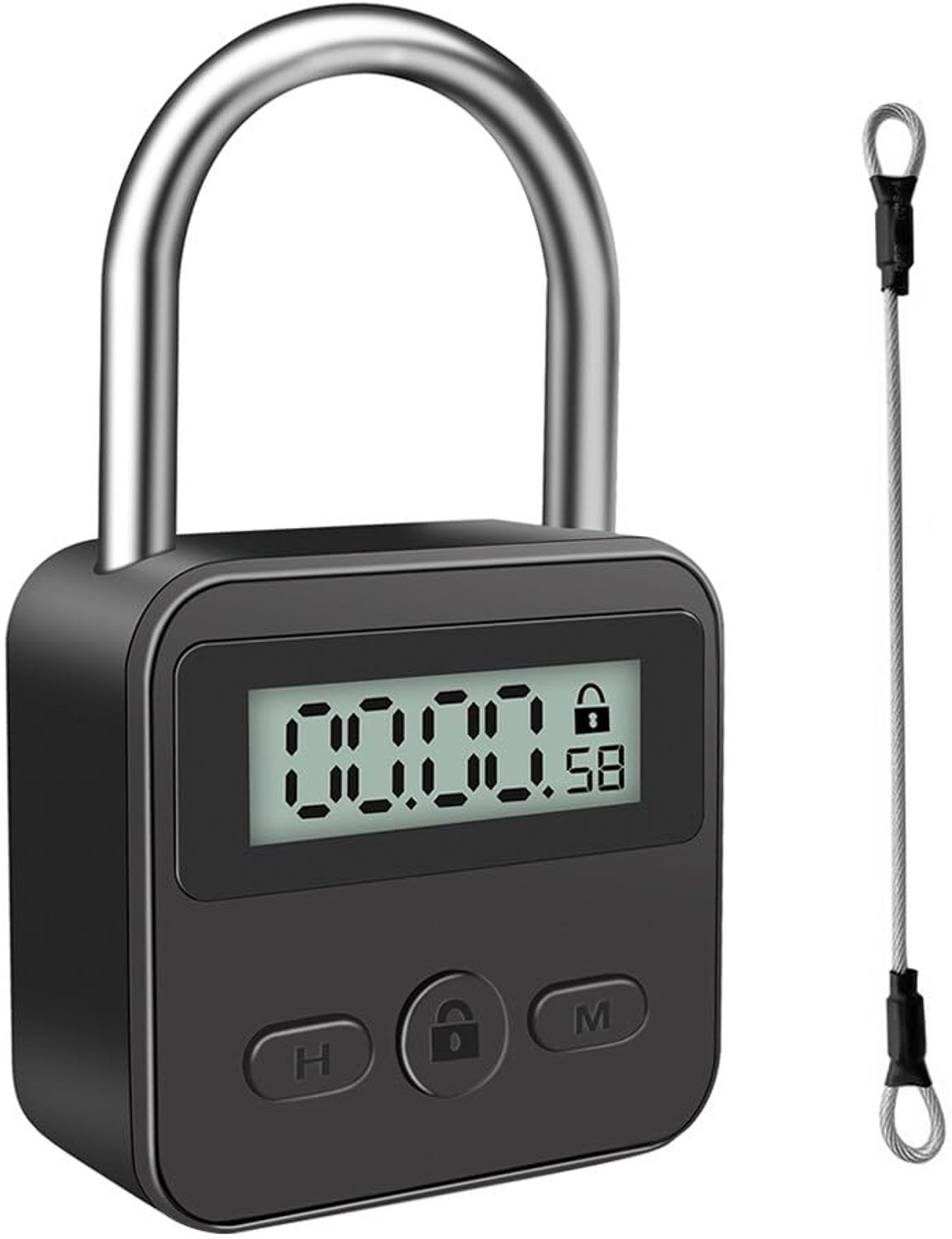 SnelShoppen - Digitale Tijdsloten TGKYK met Koord en LCD Scherm, USB Oplaadbare Slimme Tijdsloten voor Gewoonte Controle (Zwart)