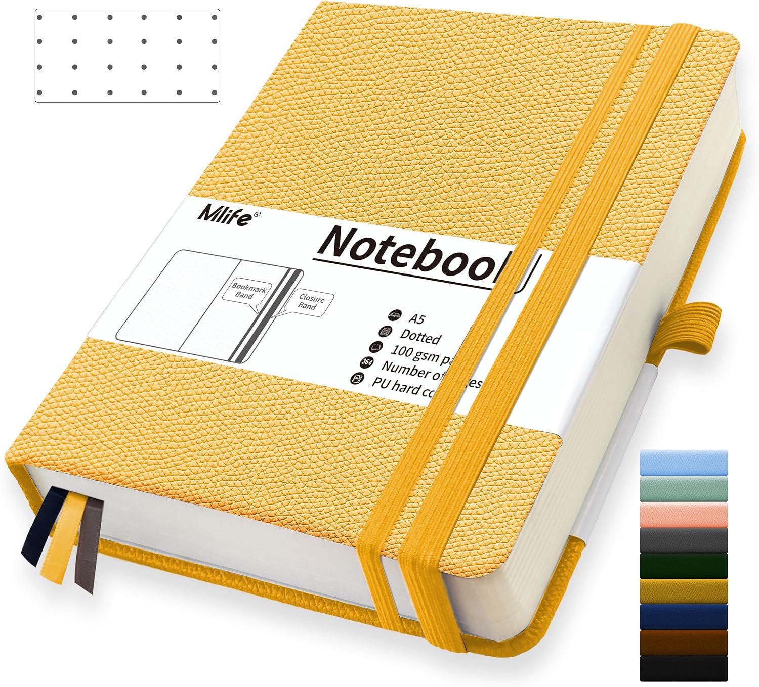 Mlife Dotted Verdikt A5 Notitieboek, 360 Pagina's En 100g/M² Inkt Bestand Papier, Notitieboekjes Met Vouwzak Voor - ShopVlot