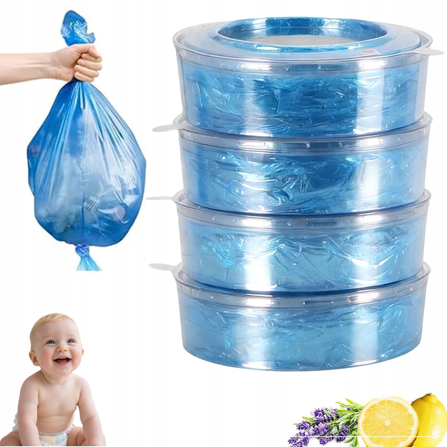 4X Navulzakken Luiertas Compatibel met Diaper Genie, Angelcare, Minchkin
