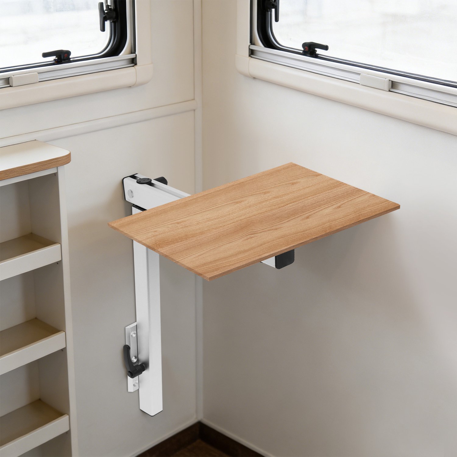 Draaibare Tafelpoot Aluminium - Zilver - 360 Graden Draaibaar - Verstelbaar - Stevig - Voor Camper En Caravan