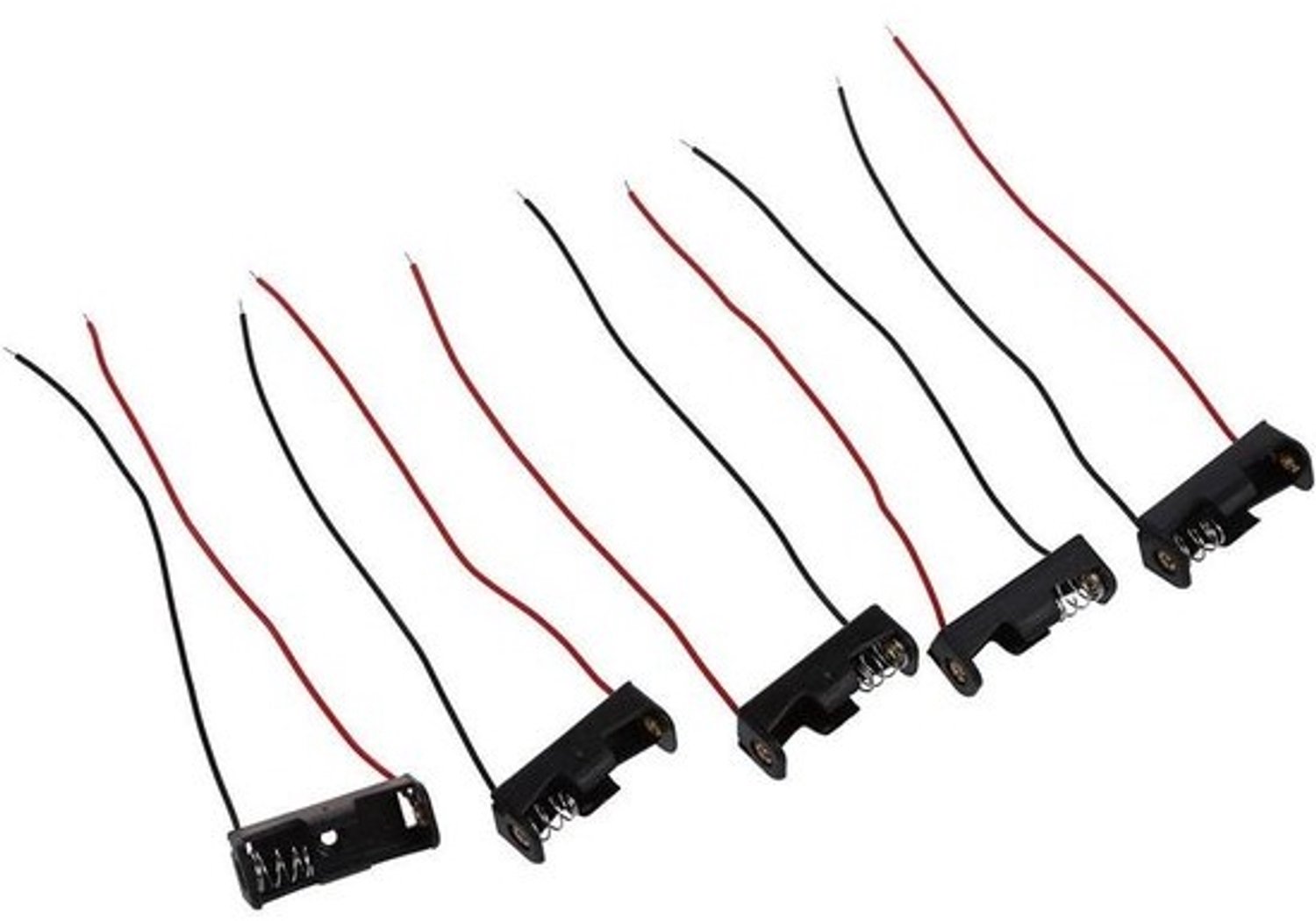 Batterij Houders - Accubakjes Houder - Batterijen Organiseren - Met Draadconnector - 5 Stuks 43 Inch - Zwart