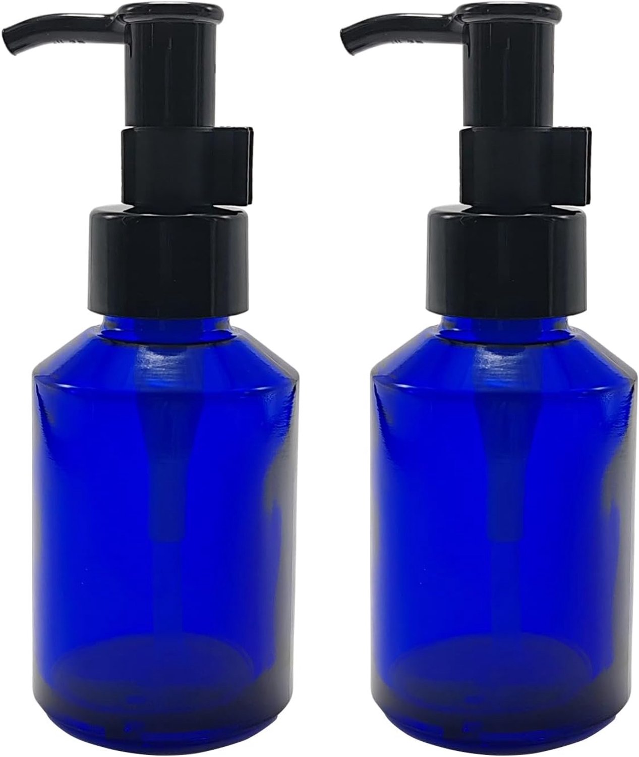 Glazen lotion pompflessen 60ml - matte blauwe glazen fles - UV-bescherming - ideaal voor cosmetica - ShopVlot