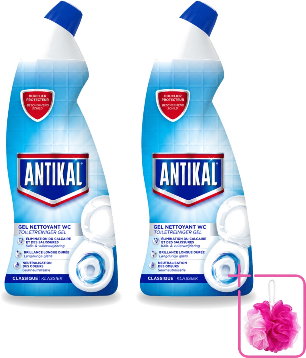 2 x Antikal - Toiletreiniger - Verwijdert Kalkaanslag & Vuil - 750 ml - Bulkverpakking - Toiletreiniger - Douchemop - Kalkverwijdering