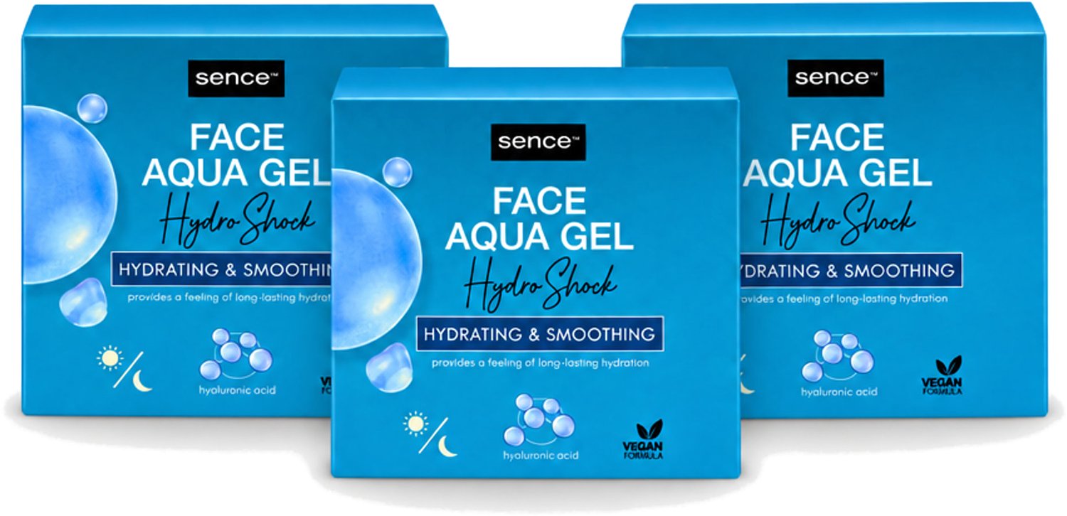 3 x Sence – Dagcrème – Aqua Gel Hydro Shock 2-in-1 – 50 ml - Voordeelverpakking - 3 stuks