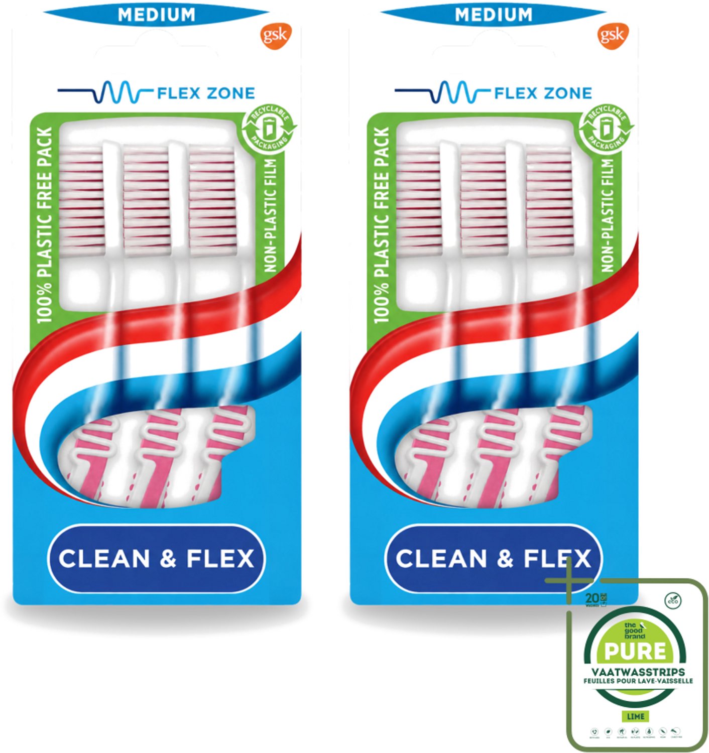 2 x Aquafresh - Tandenborstel - Clean & Flex - Medium - Grondige Reiniging - 3 Tandenborstels - Grootverpakking - Tandenborstel - Tandenborstel Medium - Tandenborstel Grondig Reinigen - Tandenborstel Tandvlees Beschermen - Tandenborstel Flexibel