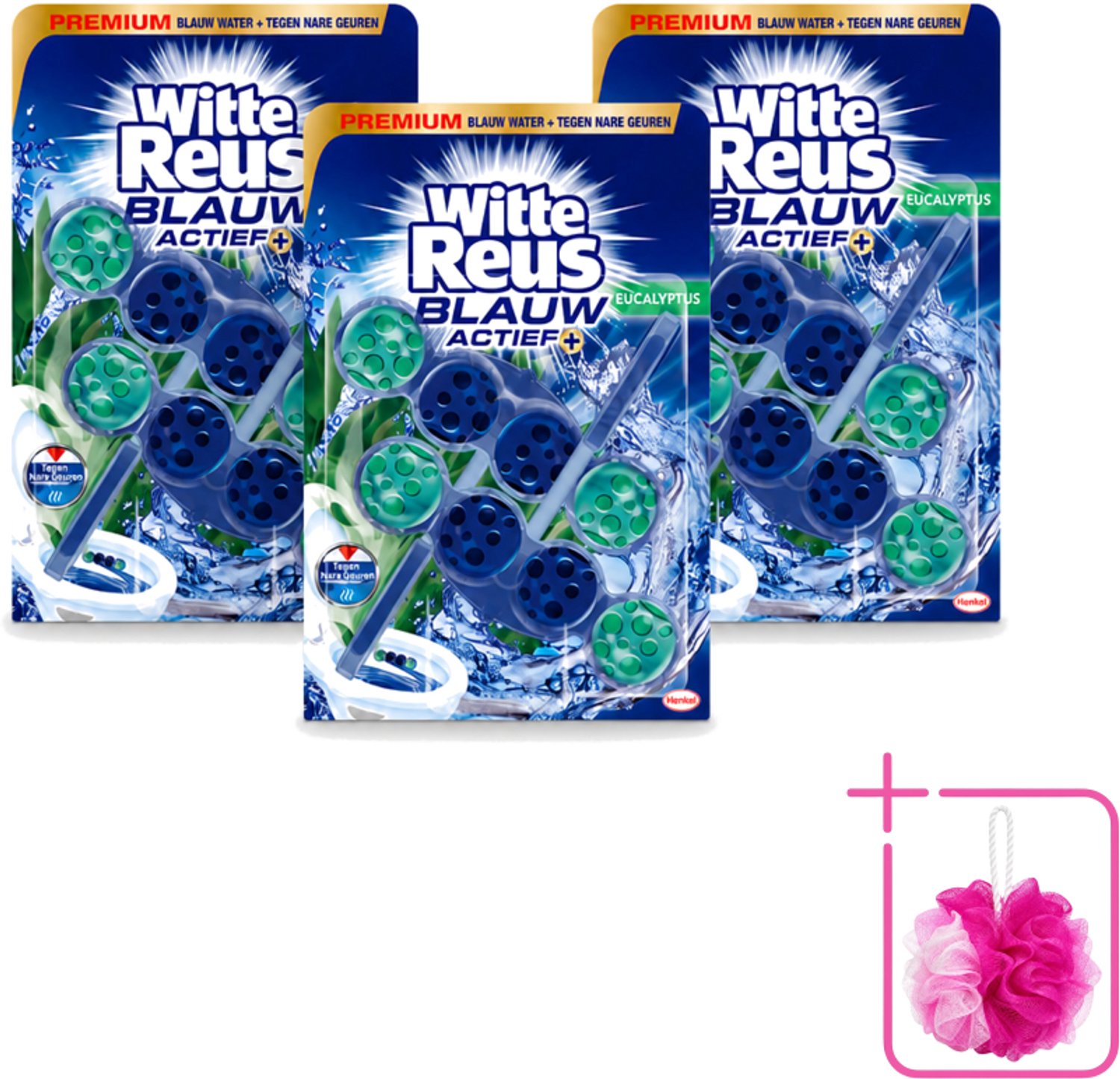 3 x Witte Reus - Toiletblok - Blauw Actief Eucalyptus - 2 Toiletblokken - Bulkverpakking - Toiletblok - Douchemop - Toilet reinigen