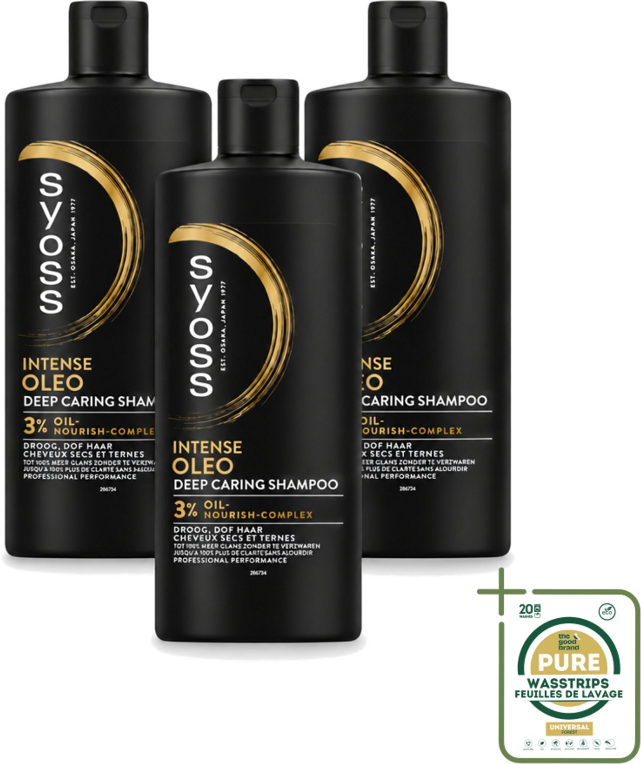 3 x Syoss – Shampoo – Oleo – 440 ml - Wasstrips - Voedend Haar - Droog Haar - Beschadigd Haar - Haar Herstel - Haar Glans