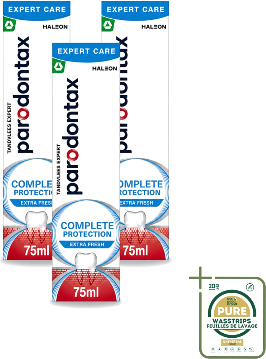 3 x Parodontax – Tandpasta – Complete Protection Extra Fresh – 75 ml - Wasstrips - Tandvleesbescherming - Mondhygiëne - Tandplak - Bloedend Tandvlees - Extra Fris